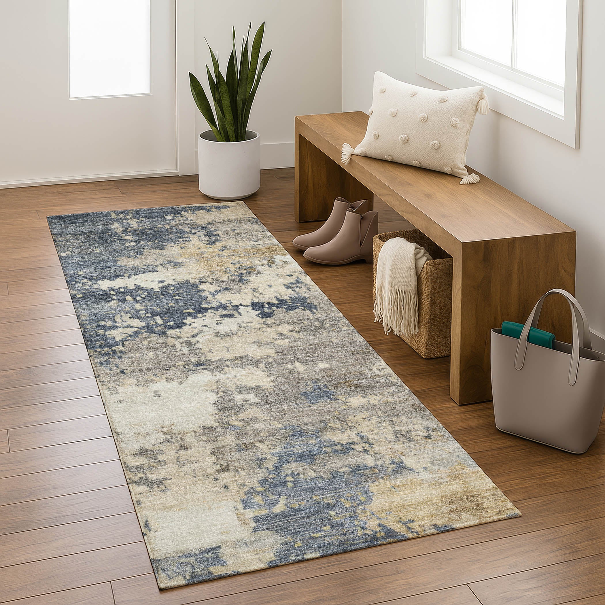 Jaipur Machine Washable Transitional Blue Rug 2'3" x 7'6" #shape_Runner
