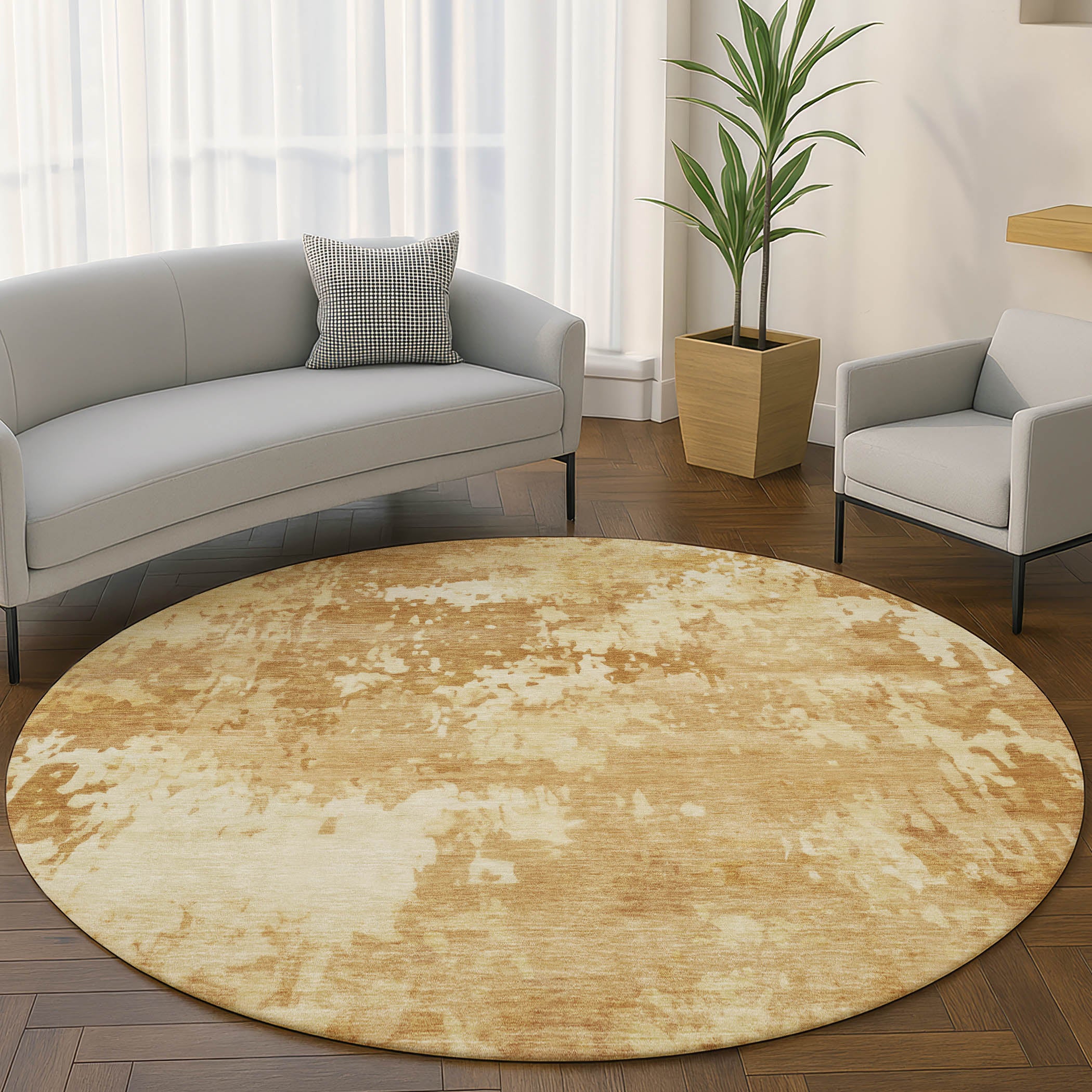 Jaipur Machine Washable Transitional Copper Orange Rug 8' x 8' #shape_Round