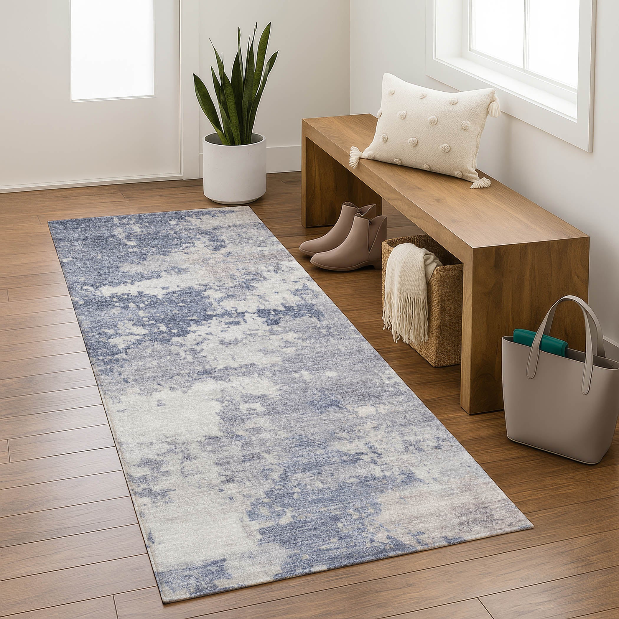Jaipur Machine Washable Transitional Denim Blue Rug 2'3" x 7'6" #shape_Runner