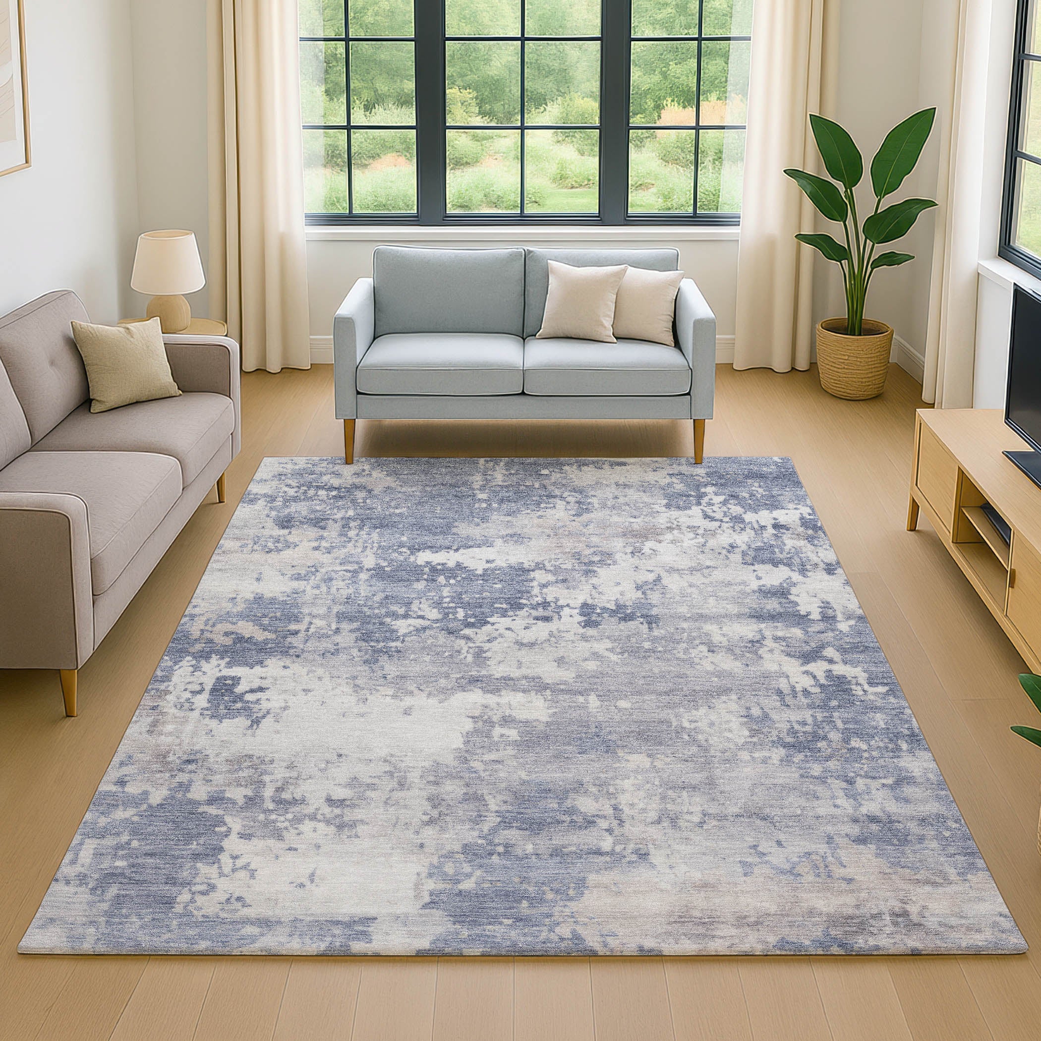 Jaipur Machine Washable Transitional Denim Blue Rug 2'6" x 3'10" #shape_Rectangle