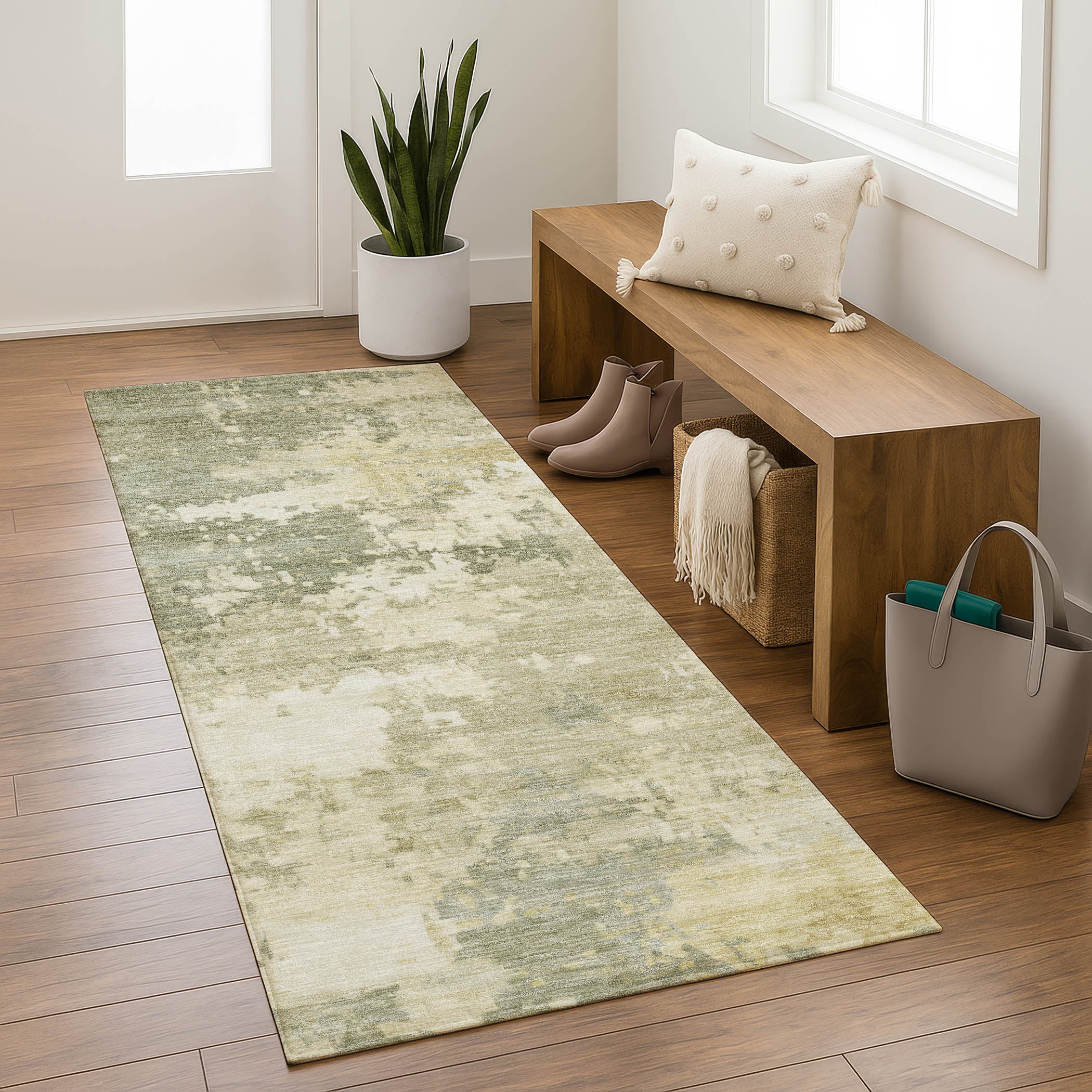 Jaipur Machine Washable Transitional Sage Green Rug 2'3" x 7'6" #shape_Runner