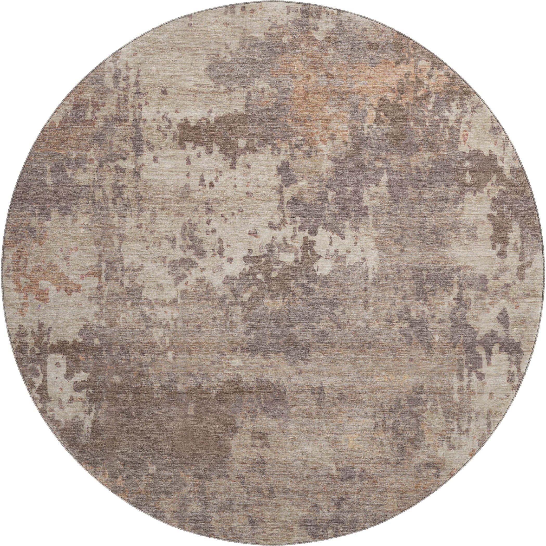 Antigua Machine Washable Transitional Brown Rug 8' x 8' #shape_Round