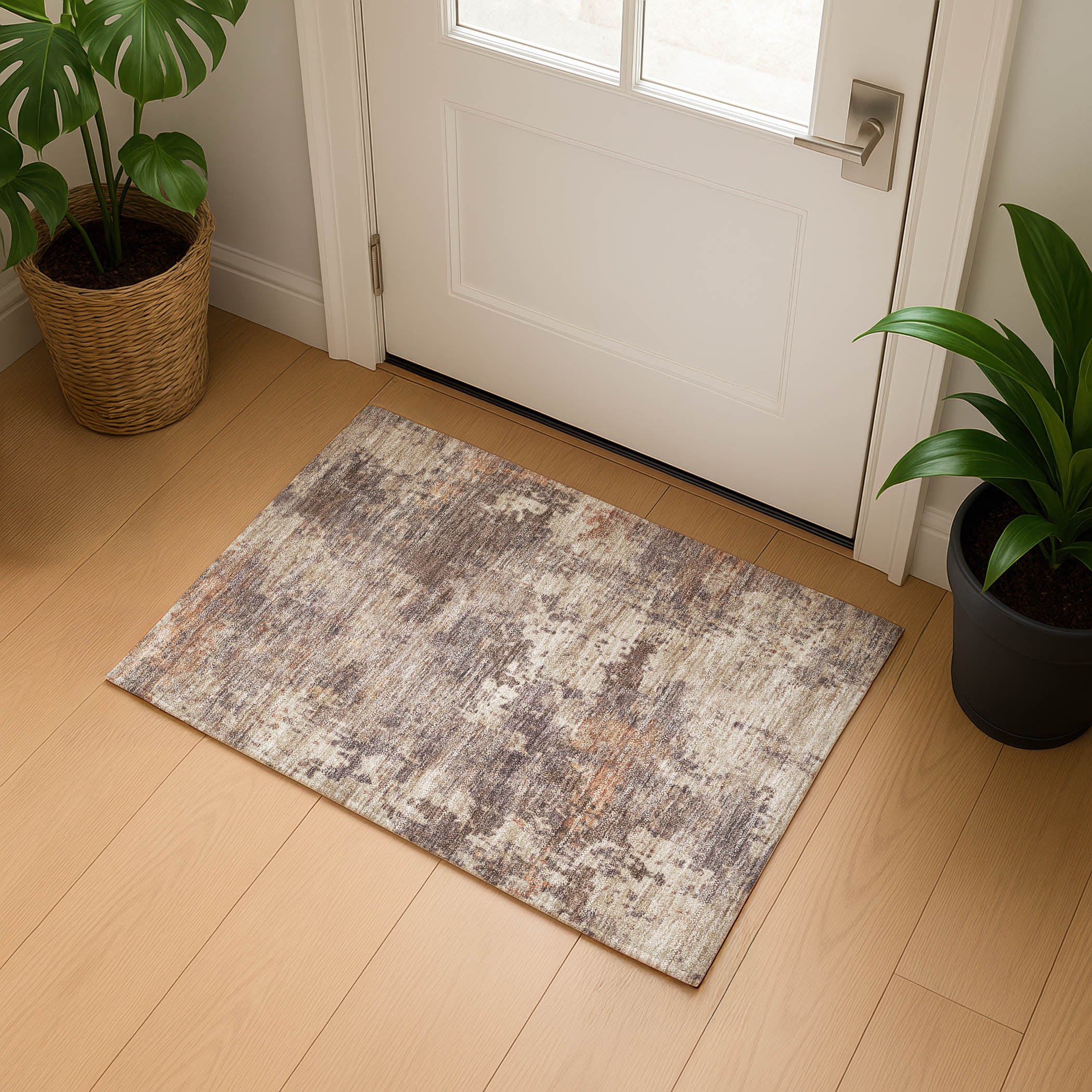 Antigua Machine Washable Transitional Brown Rug 1'8" x 2'6" #shape_Rectangle
