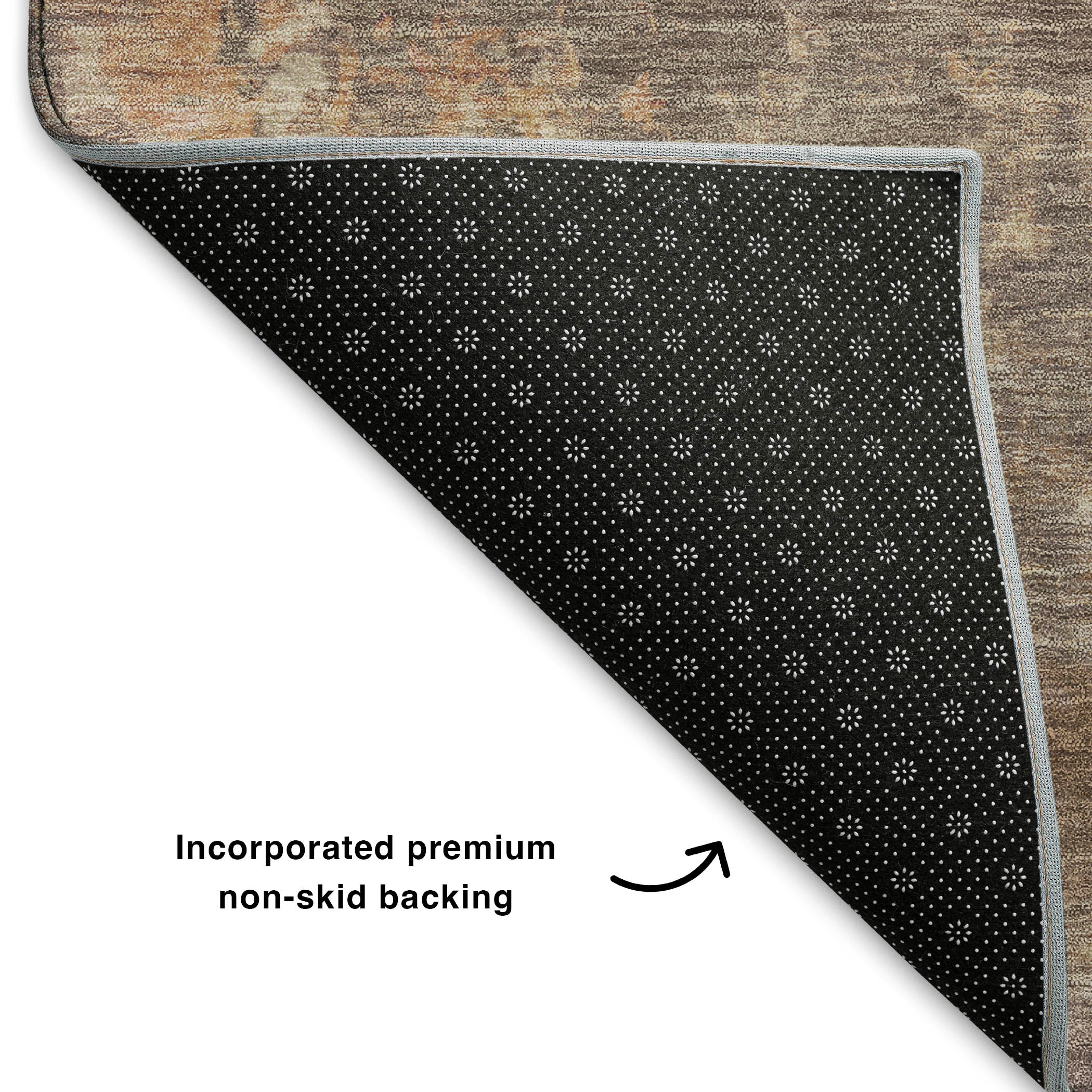 Antigua Machine Washable Transitional Brown Rug 1'8" x 2'6" #shape_Rectangle