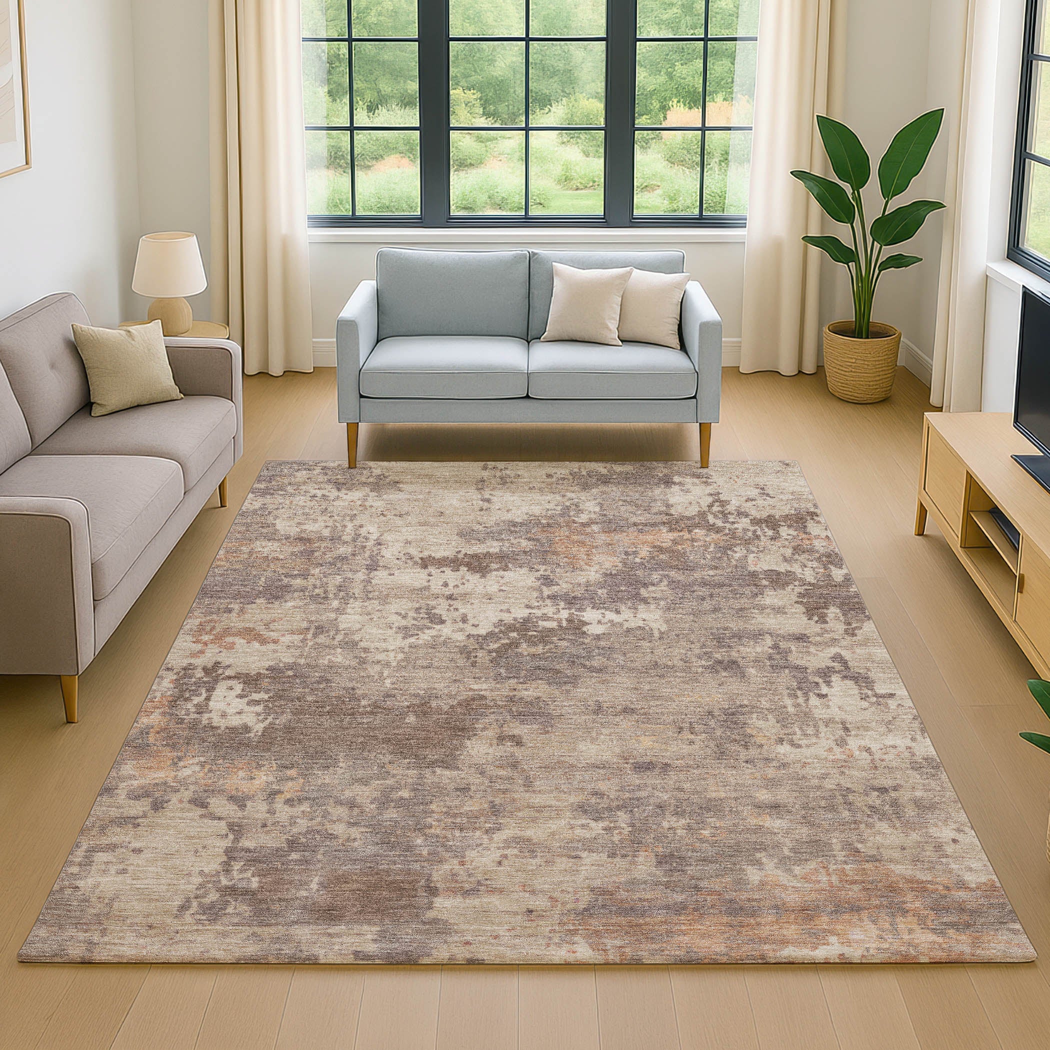 Antigua Machine Washable Transitional Brown Rug 2'6" x 3'10" #shape_Rectangle