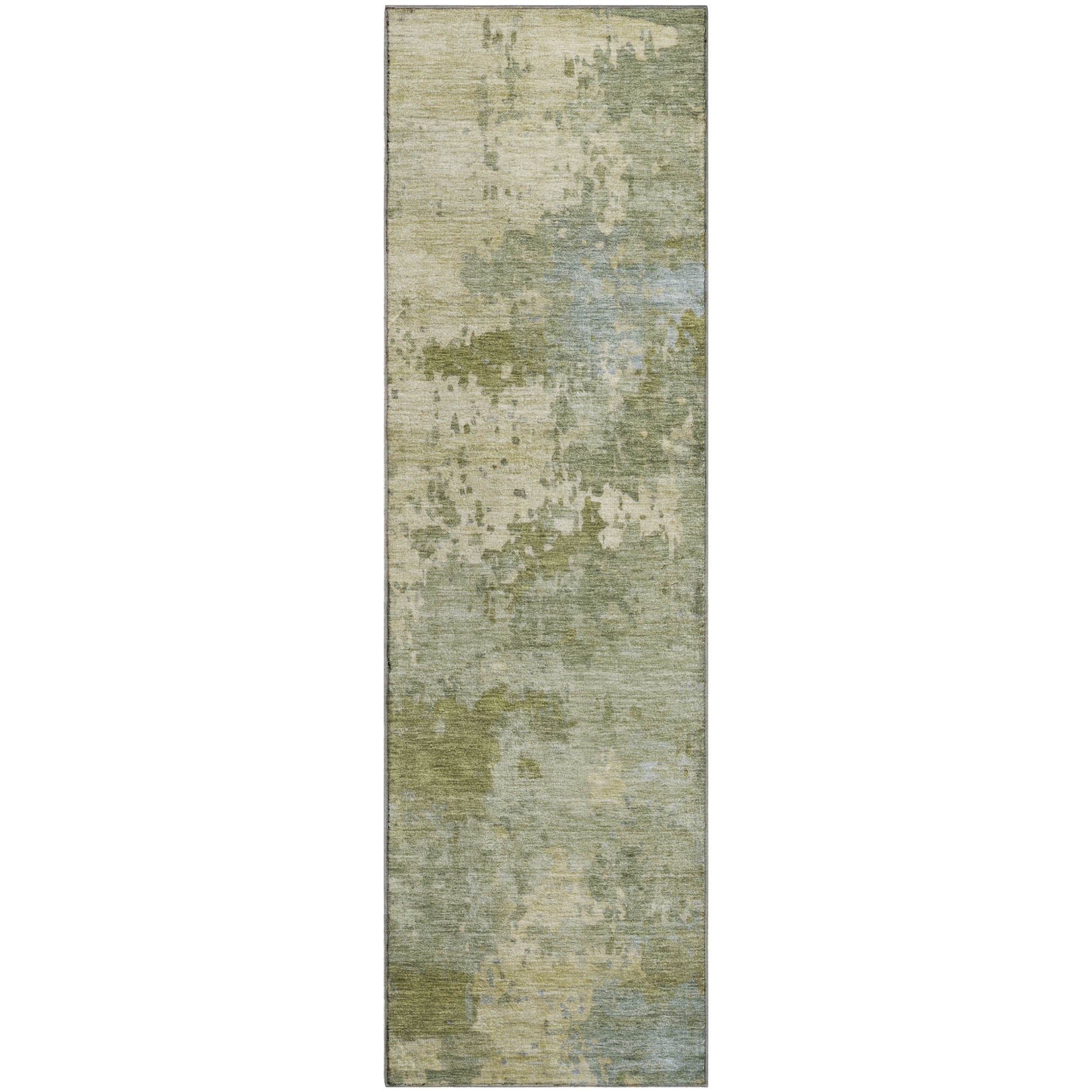 Antigua Machine Washable Transitional Green Rug 2'3" x 7'6" #shape_Runner