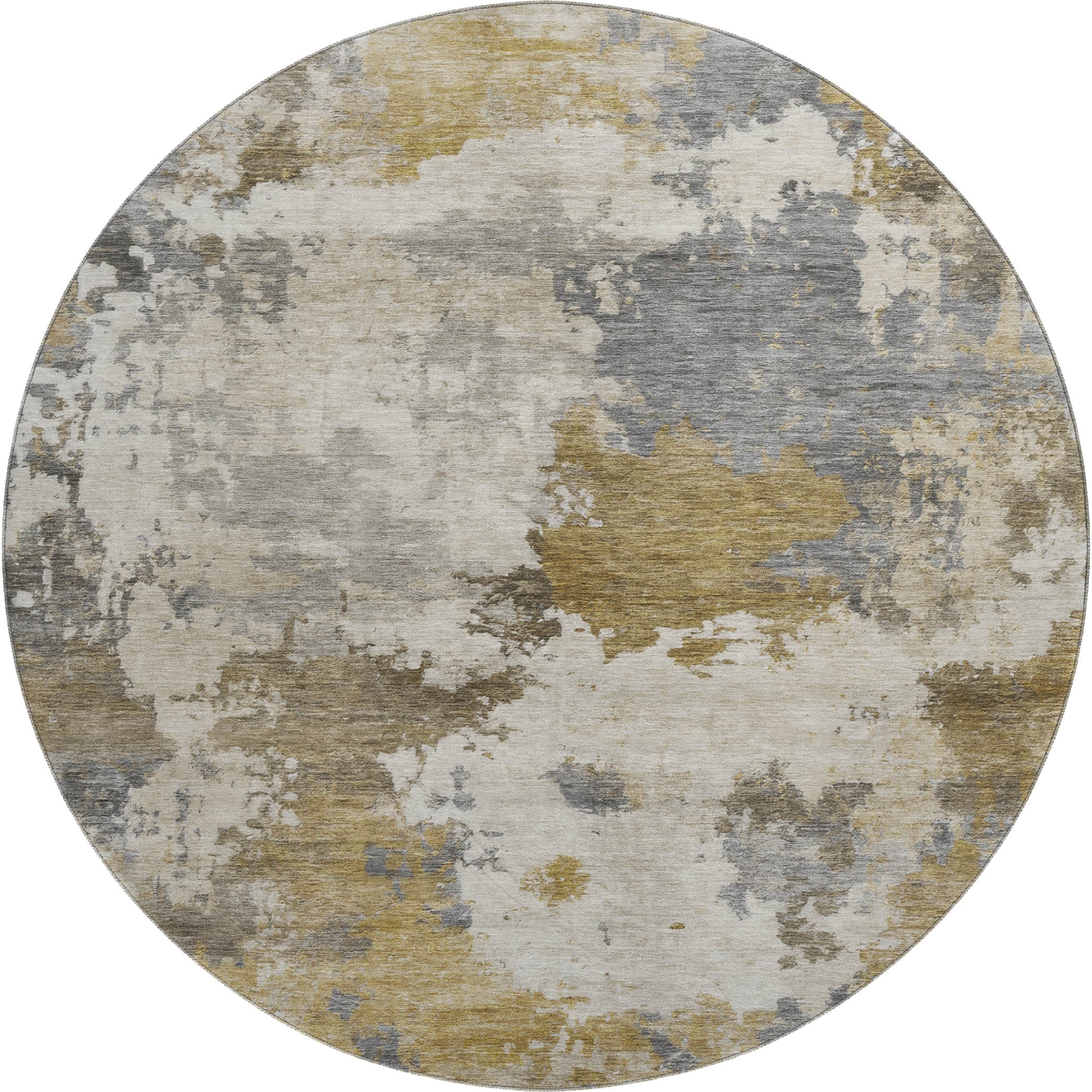 Chiang Mai Machine Washable Transitional Brown Rug 8' x 8' #shape_Round