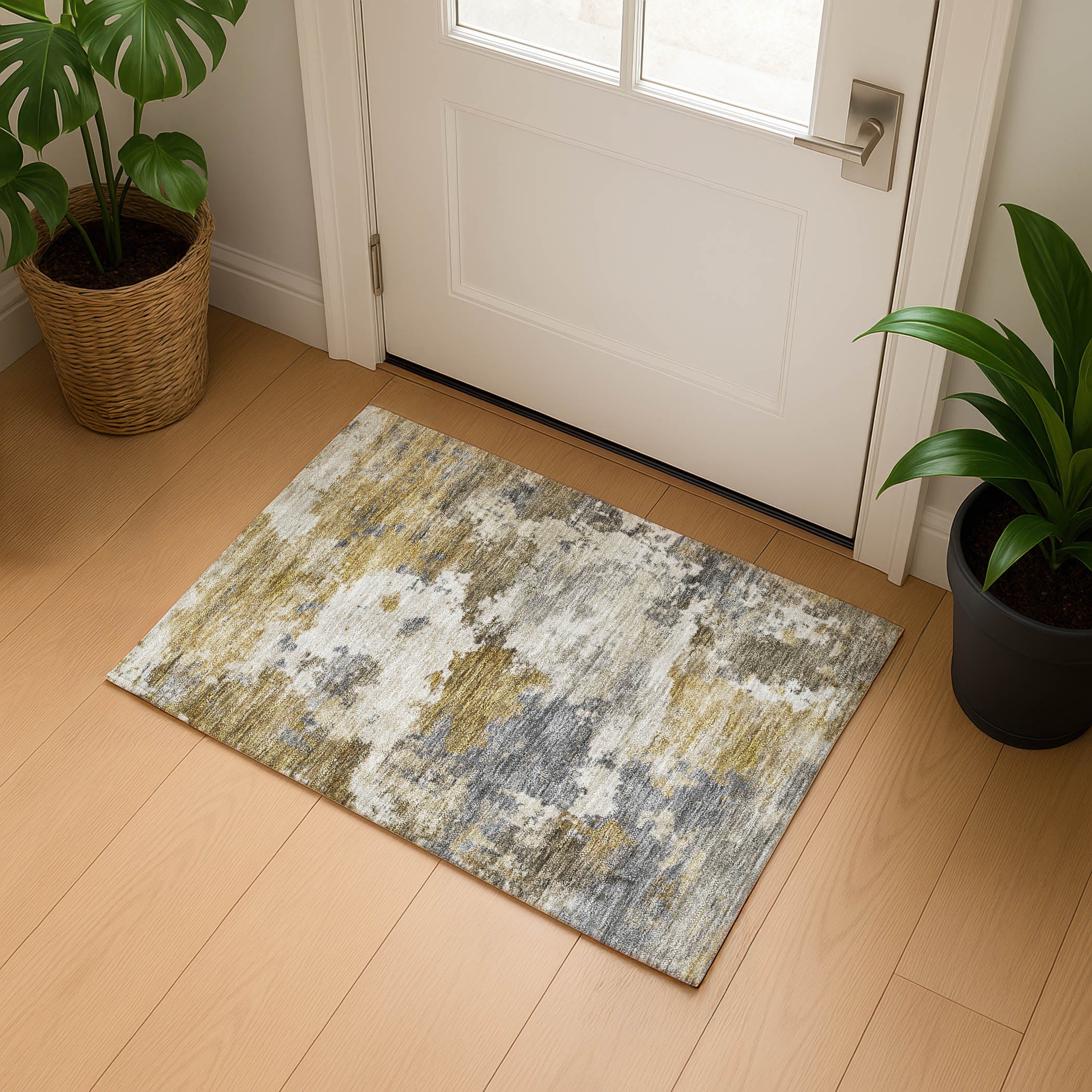 Chiang Mai Machine Washable Transitional Brown Rug 1'8" x 2'6" #shape_Rectangle