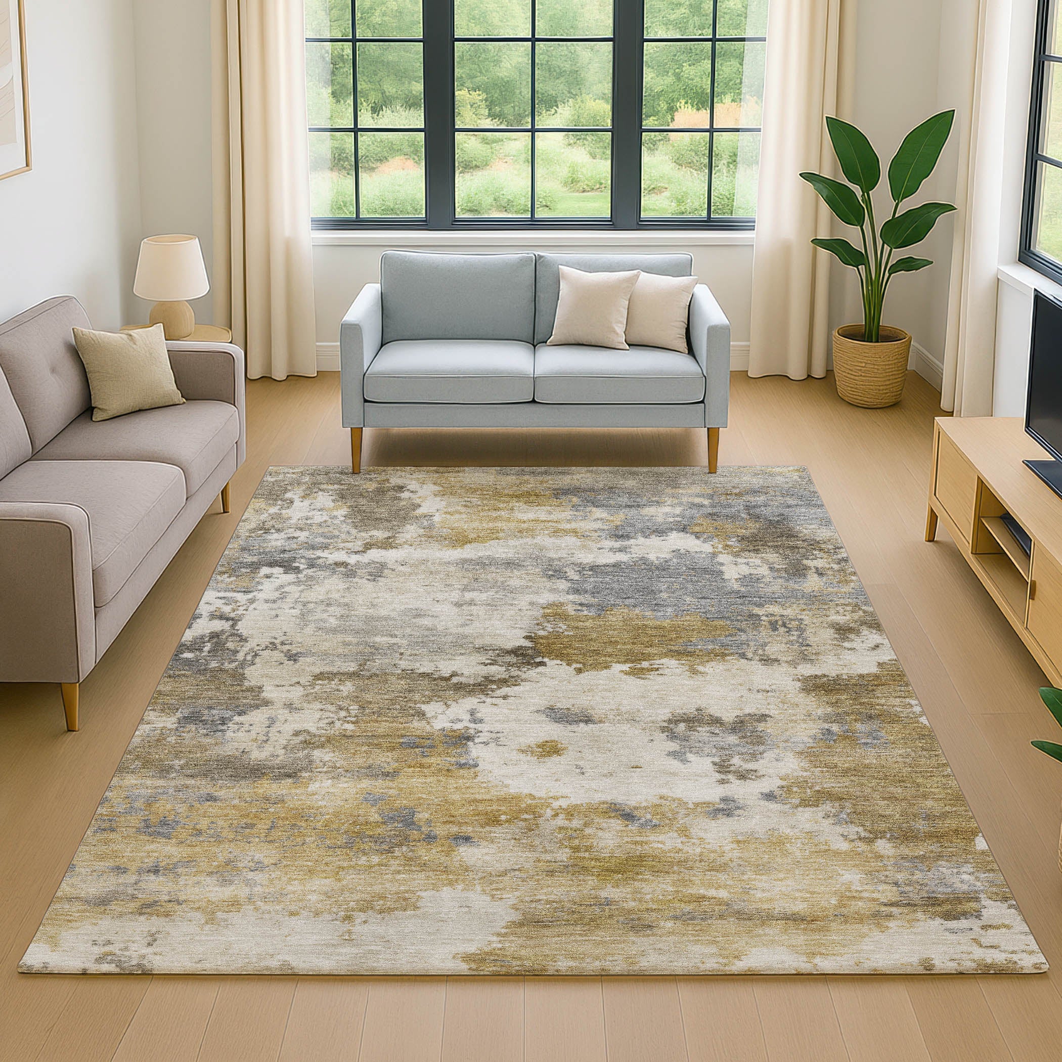 Chiang Mai Machine Washable Transitional Brown Rug 2'6" x 3'10" #shape_Rectangle