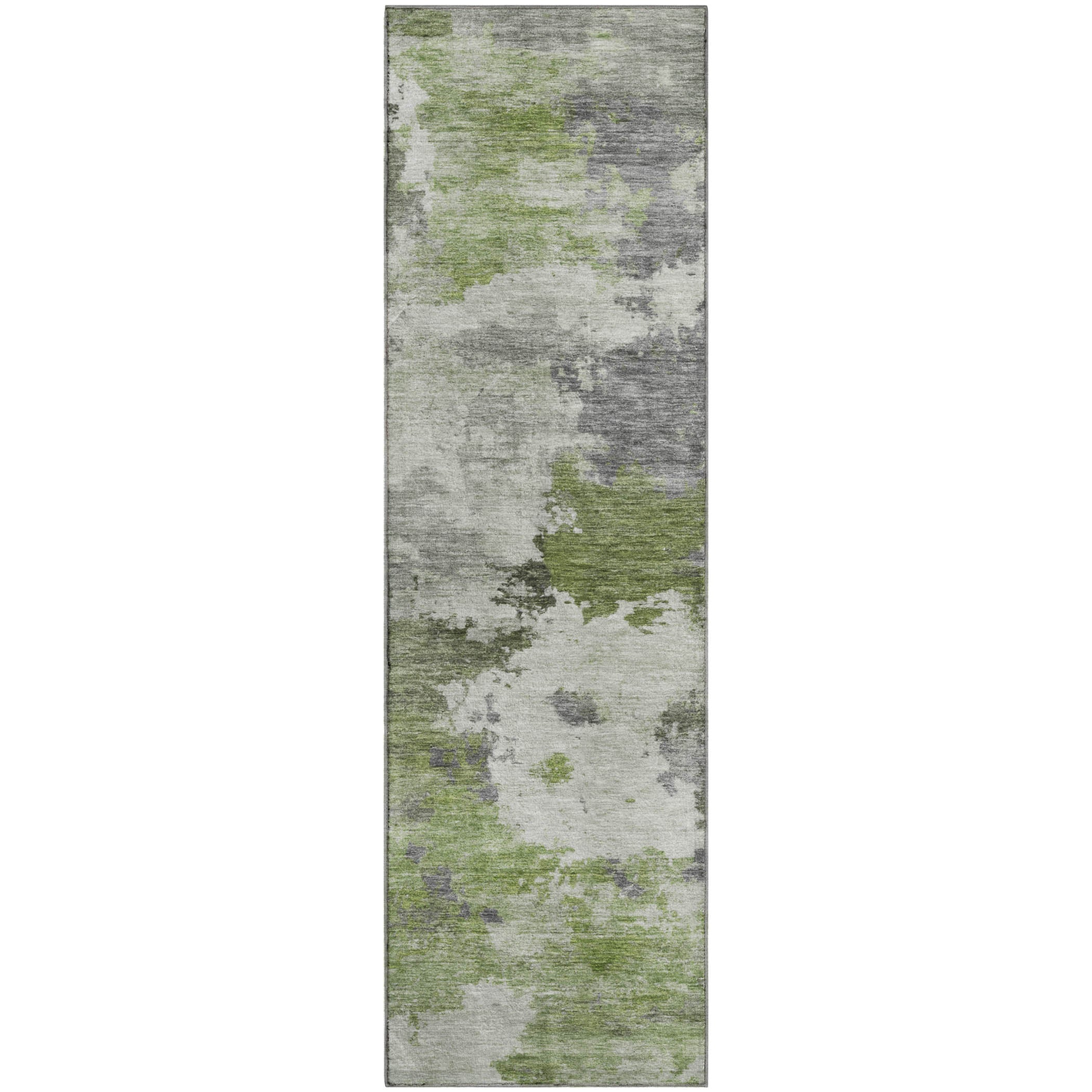Chiang Mai Machine Washable Transitional Olive Green Rug 2'3" x 7'6" #shape_Runner