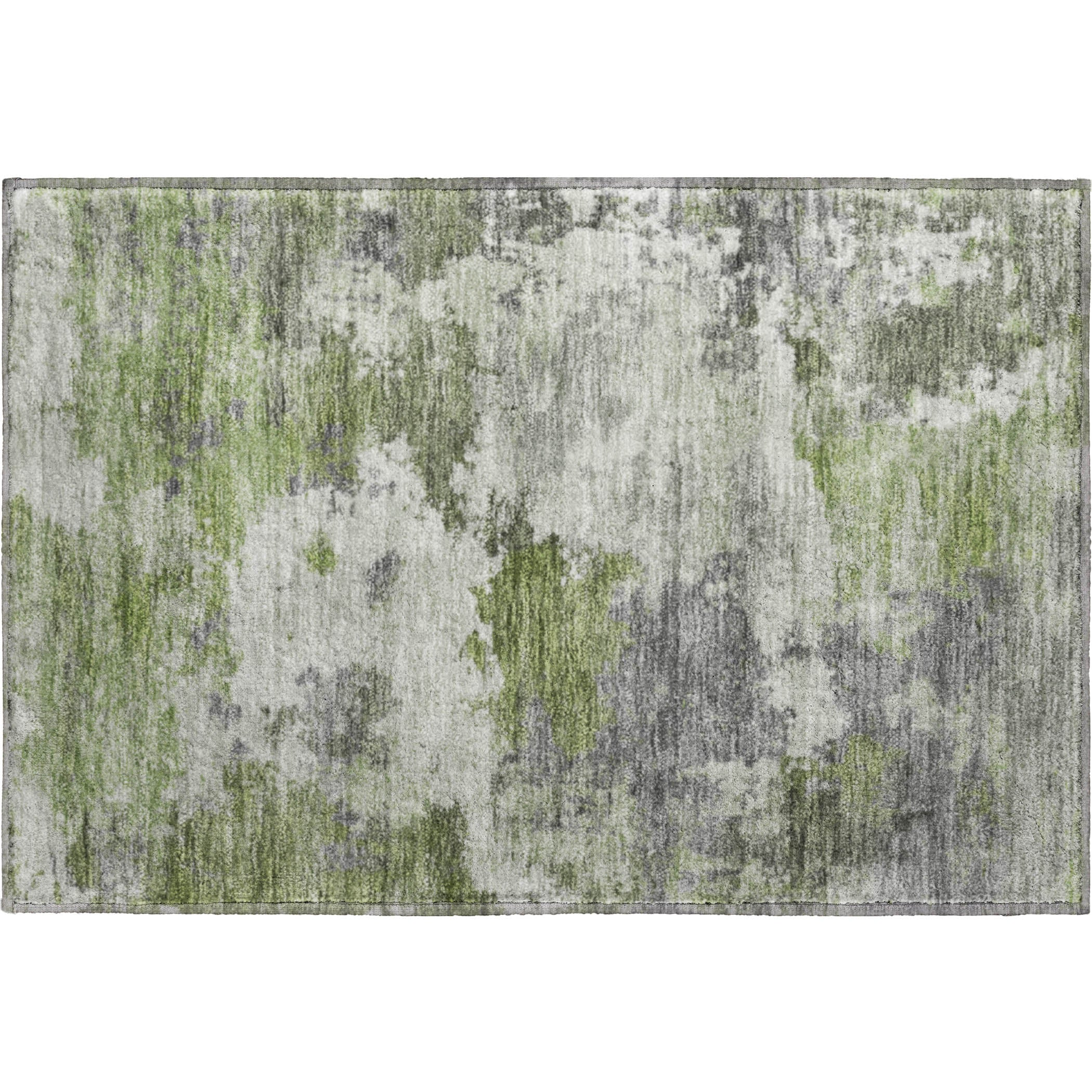 Chiang Mai Machine Washable Transitional Olive Green Rug 1'8" x 2'6" #shape_Rectangle