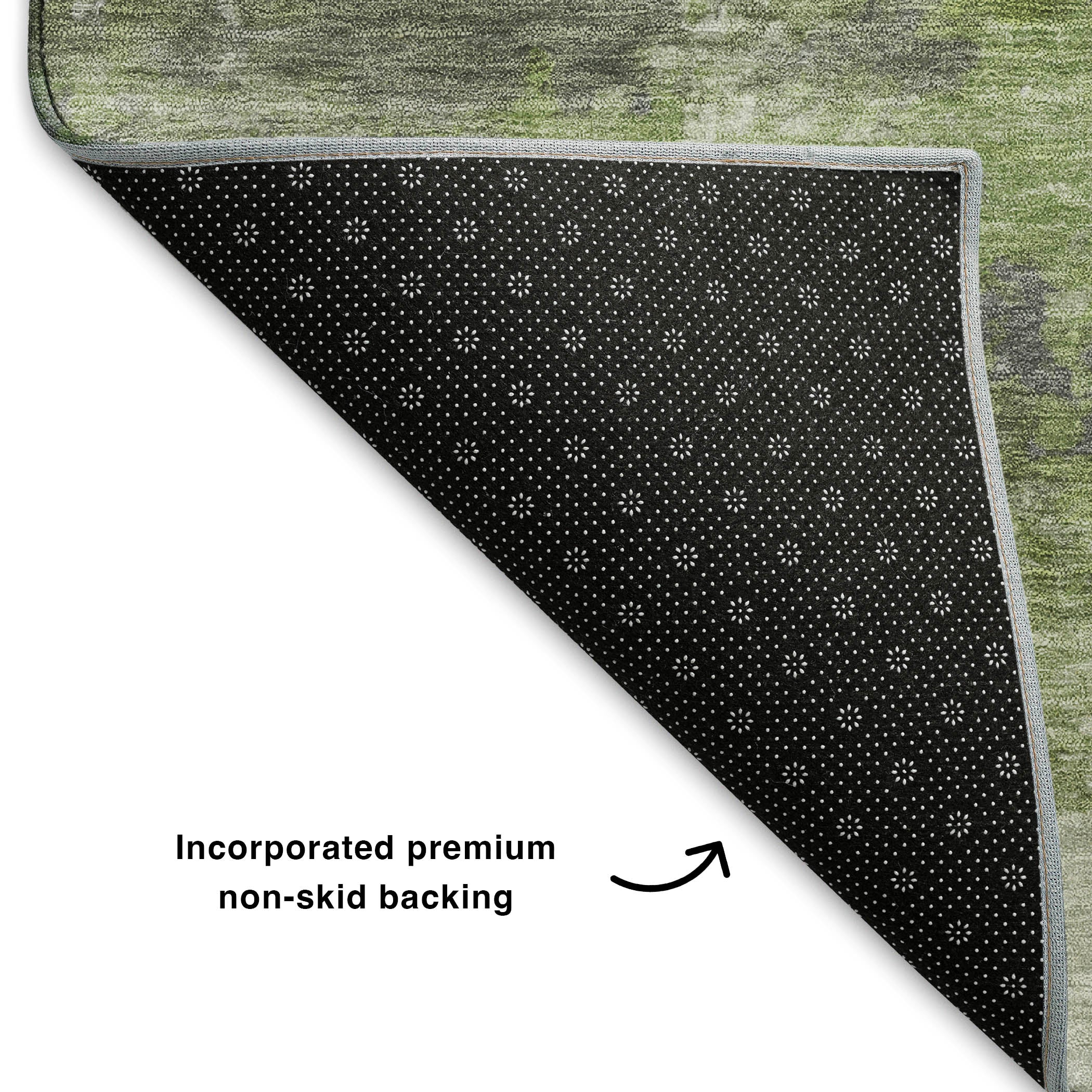 Chiang Mai Machine Washable Transitional Olive Green Rug 1'8" x 2'6" #shape_Rectangle