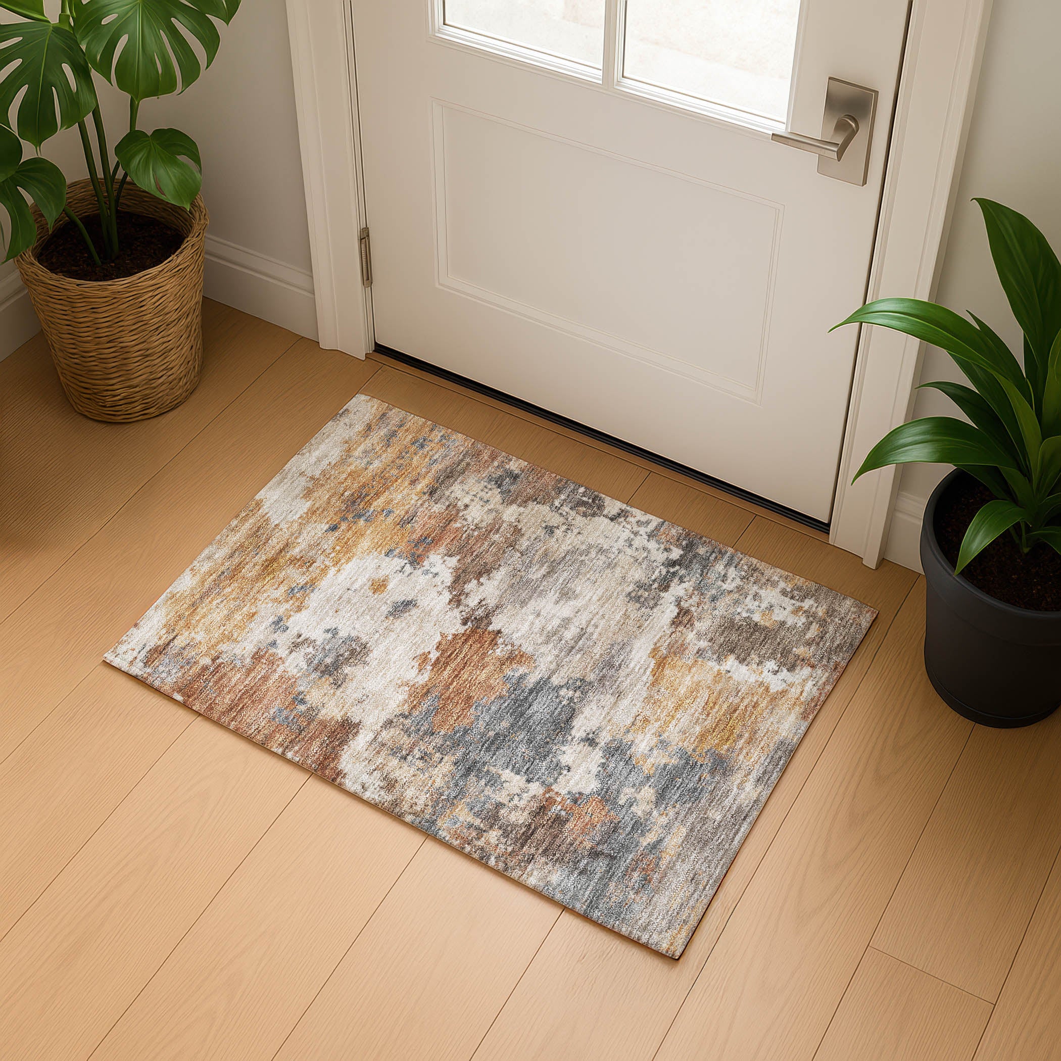 Chiang Mai Machine Washable Transitional Paprika Orange Rug 1'8" x 2'6" #shape_Rectangle