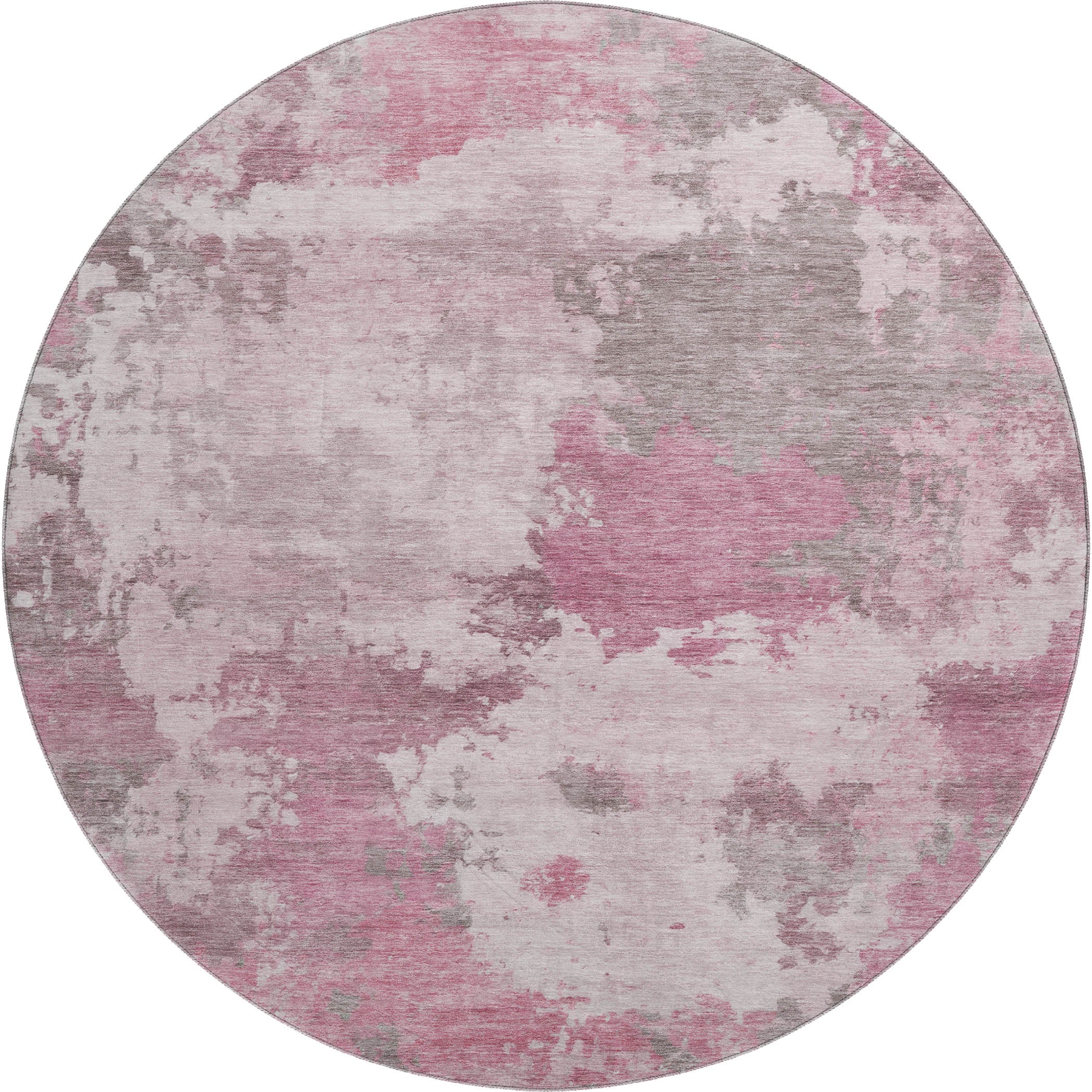 Chiang Mai Machine Washable Transitional Pink Rug 8' x 8' #shape_Round