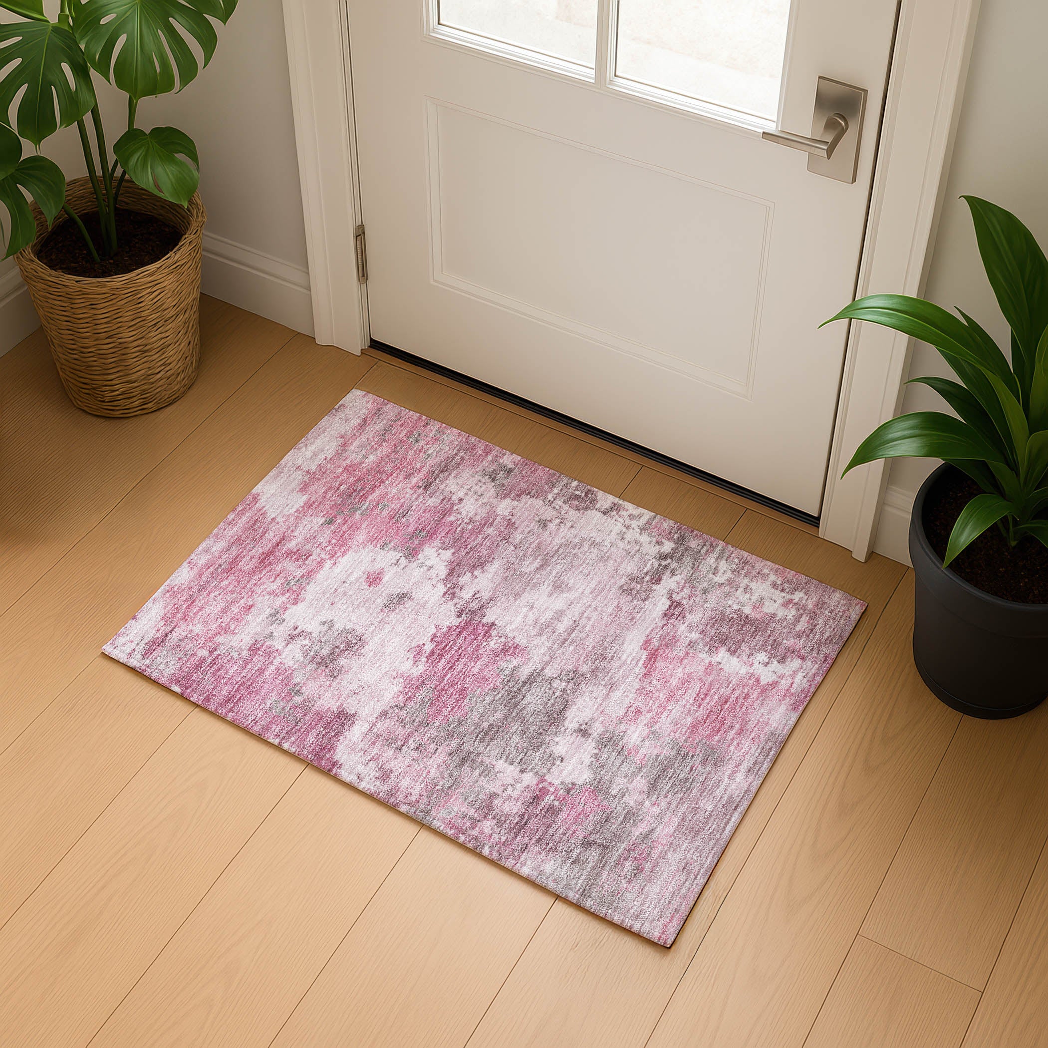 Chiang Mai Machine Washable Transitional Pink Rug 1'8" x 2'6" #shape_Rectangle