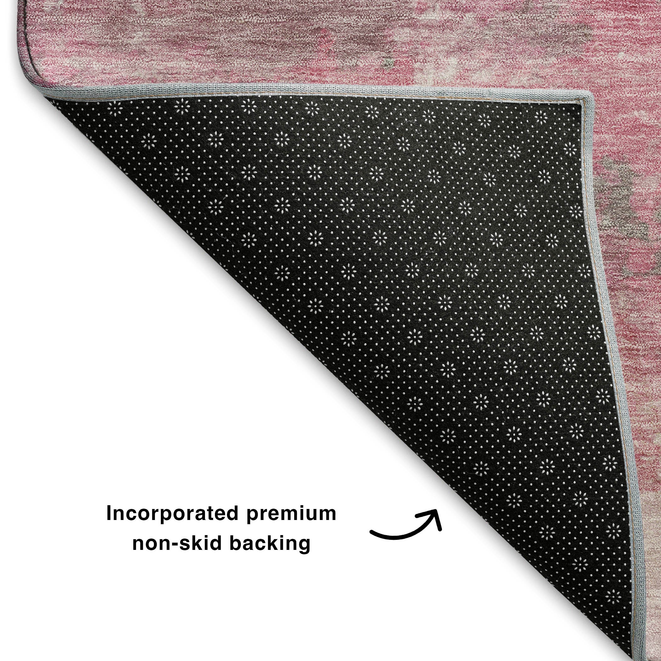 Chiang Mai Machine Washable Transitional Pink Rug 1'8" x 2'6" #shape_Rectangle