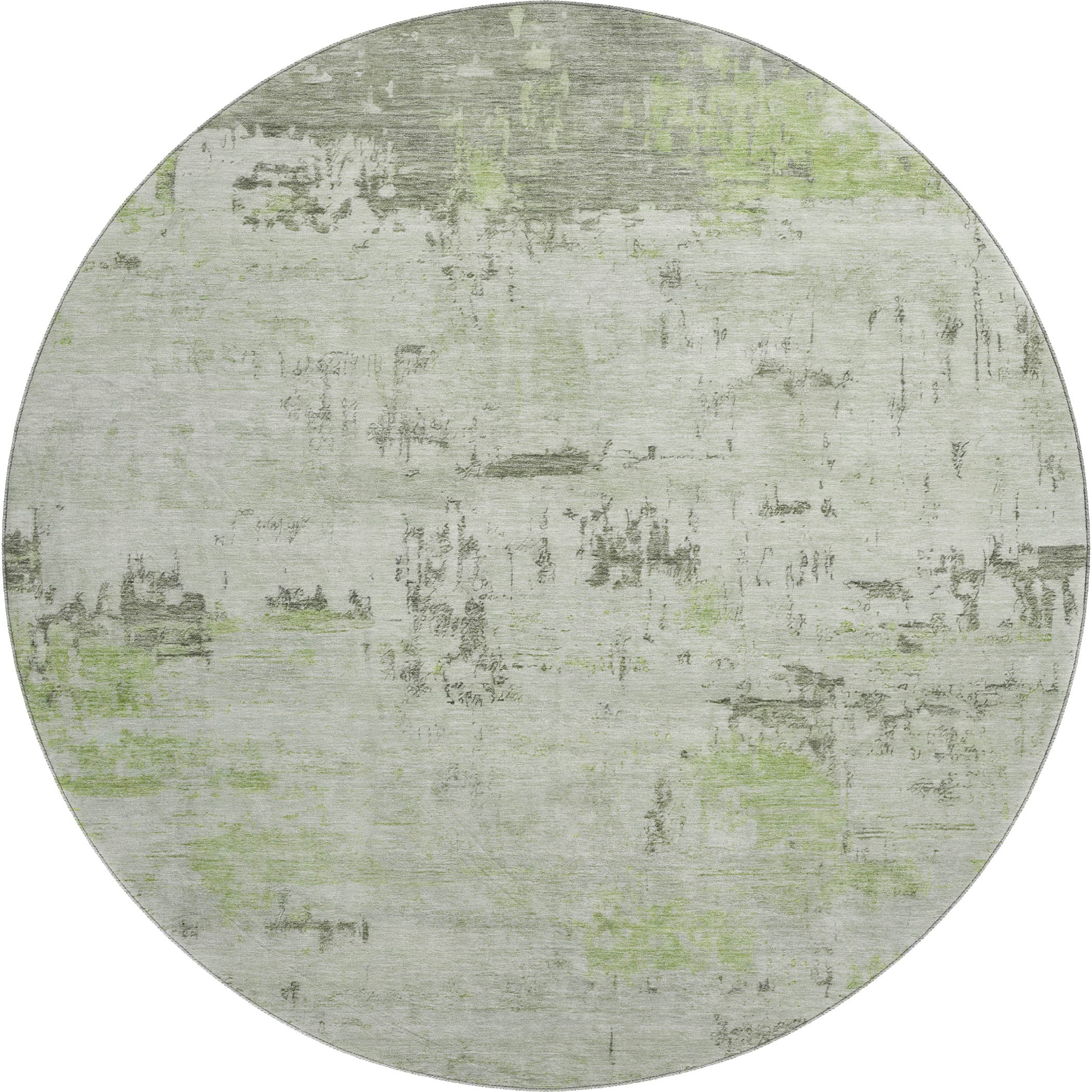 Marrakech Machine Washable Transitional Aloe Green Rug 8' x 8' #shape_Round