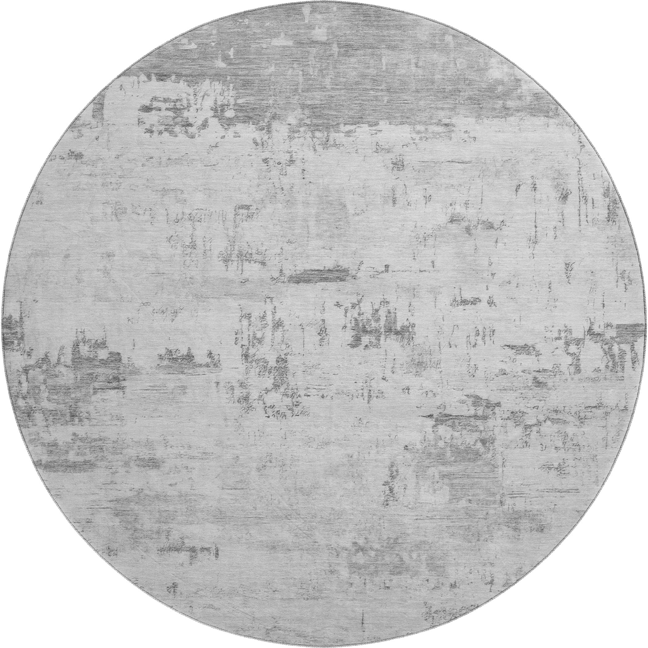 Marrakech Machine Washable Transitional Silver Gray Rug 8' x 8' #shape_Round