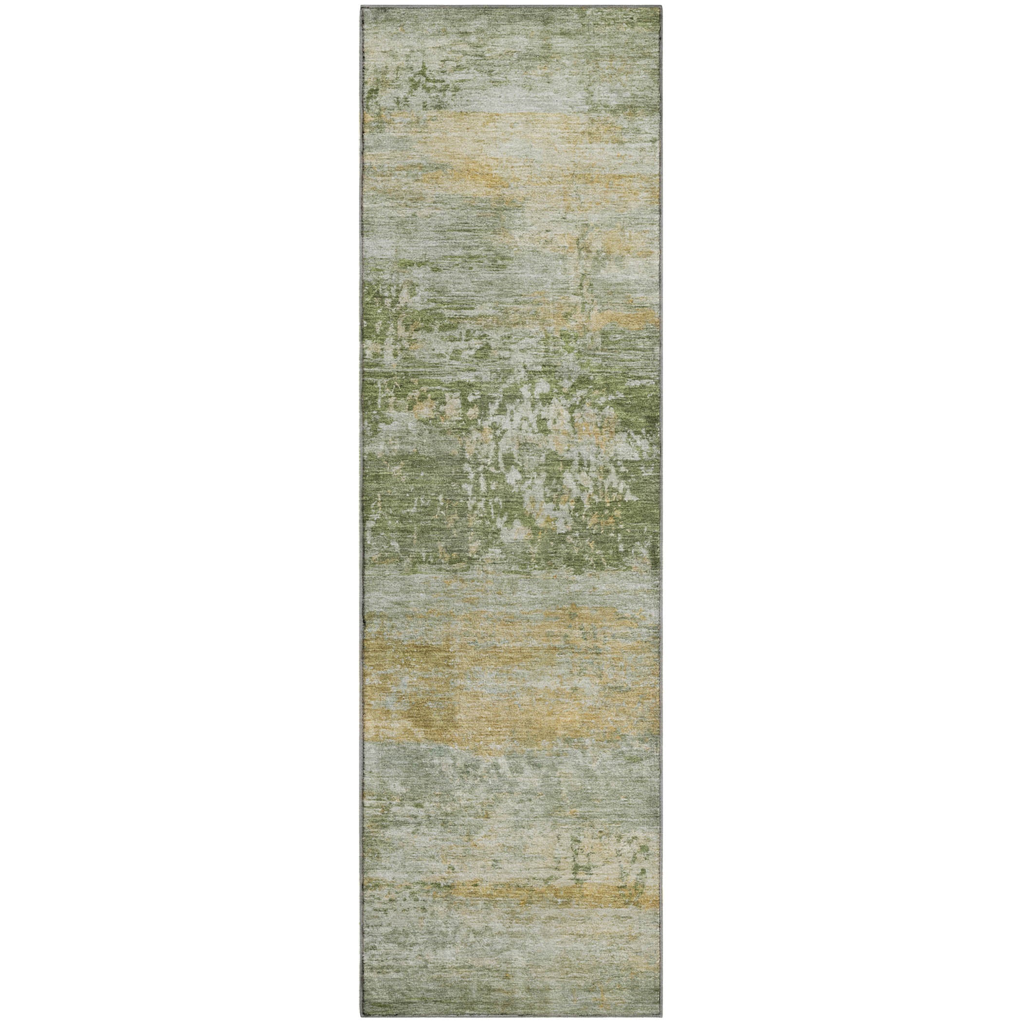 Florence Machine Washable Transitional Aloe Green Rug 2'3" x 7'6" #shape_Runner