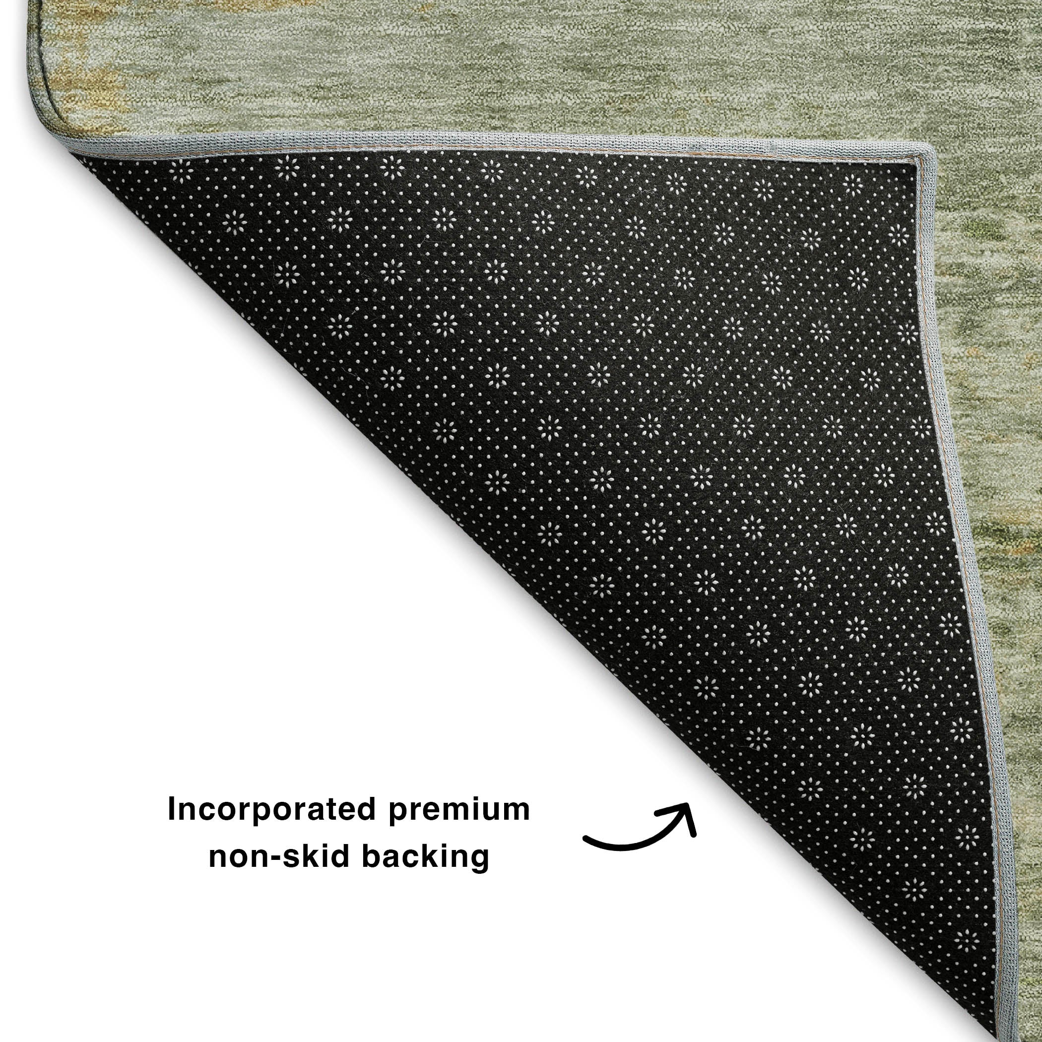 Florence Machine Washable Transitional Aloe Green Rug 1'8" x 2'6" #shape_Rectangle