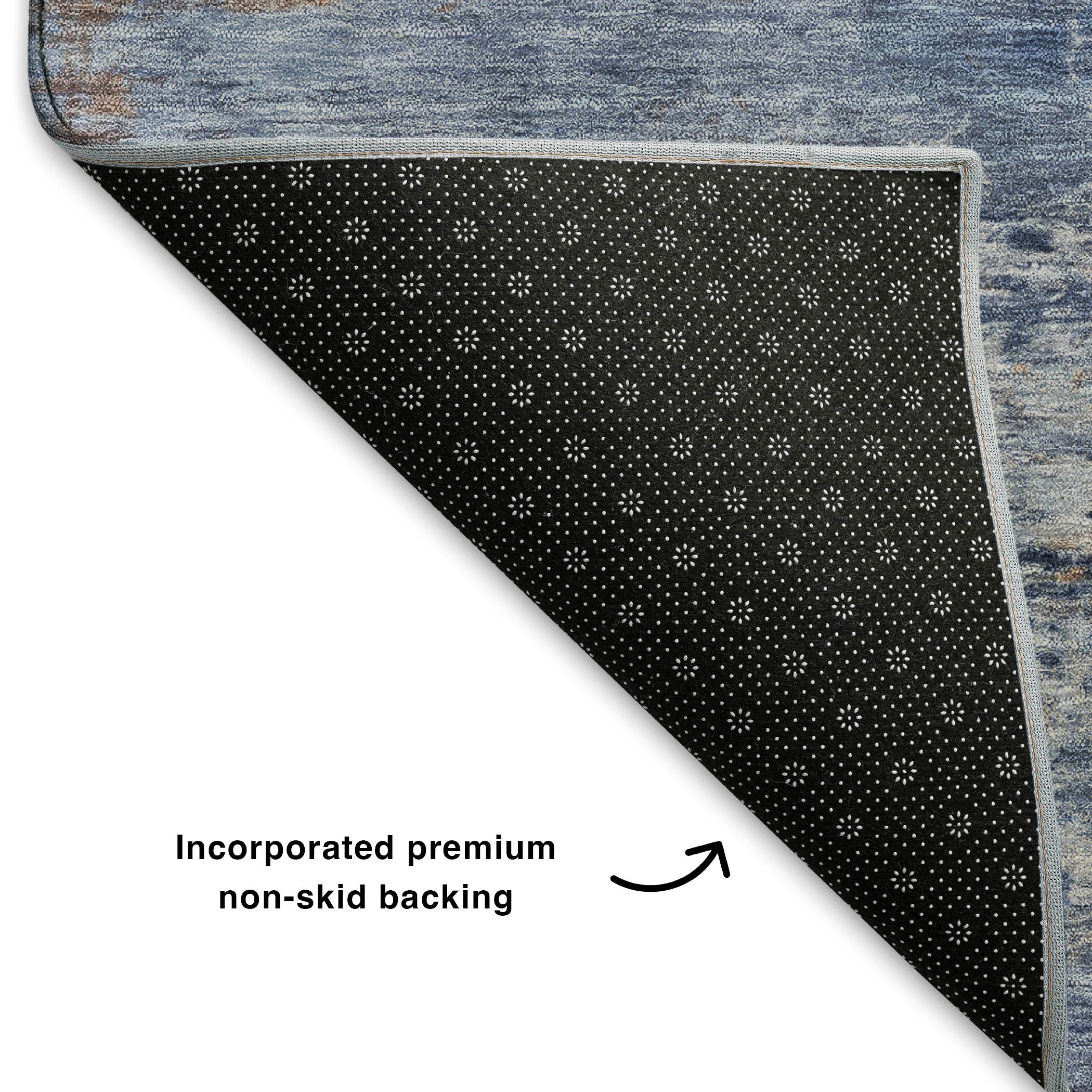 Florence Machine Washable Transitional Blue Rug 1'8" x 2'6" #shape_Rectangle