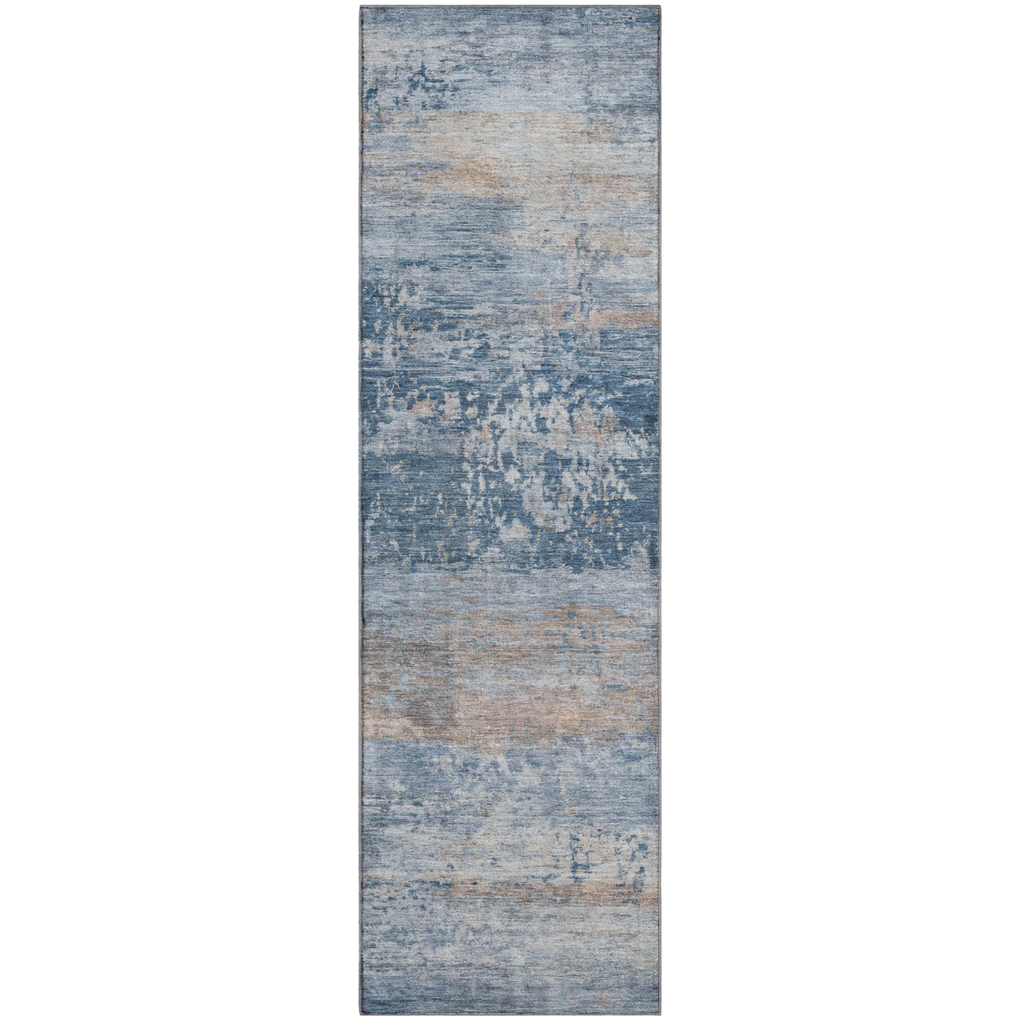 Florence Machine Washable Transitional Denim Blue Rug 2'3" x 7'6" #shape_Runner