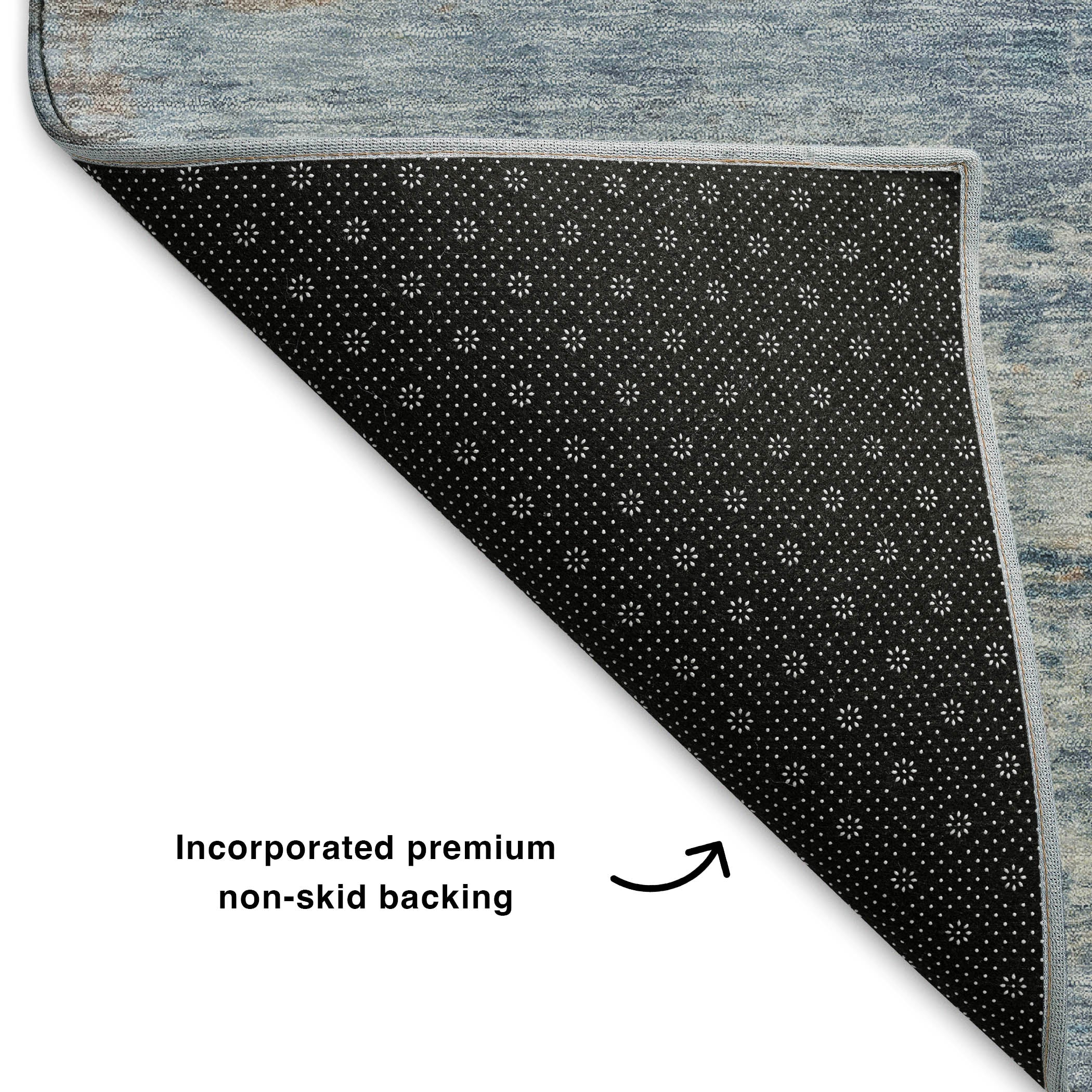 Florence Machine Washable Transitional Denim Blue Rug 1'8" x 2'6" #shape_Rectangle