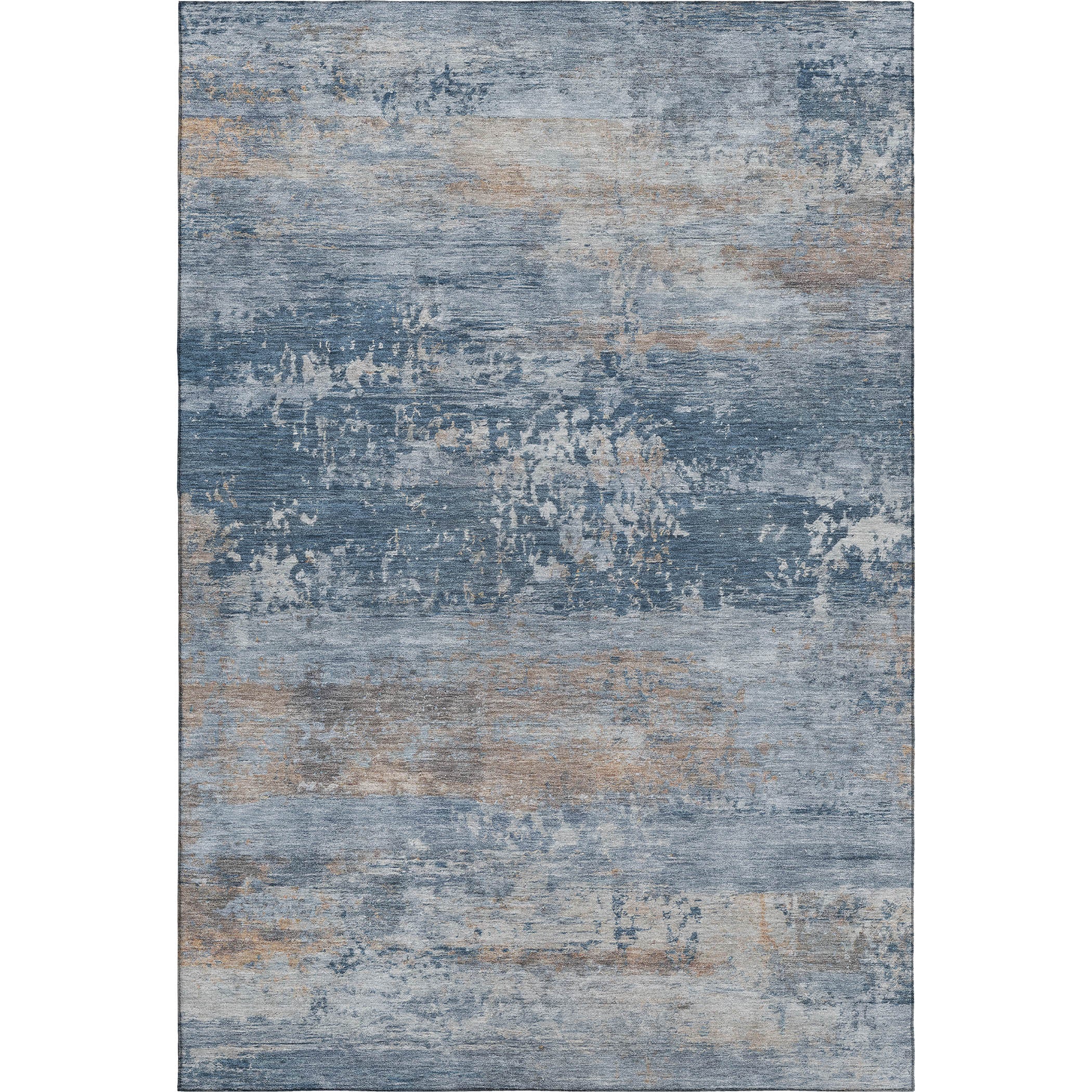Florence Machine Washable Transitional Denim Blue Rug 2'6" x 3'10" #shape_Rectangle
