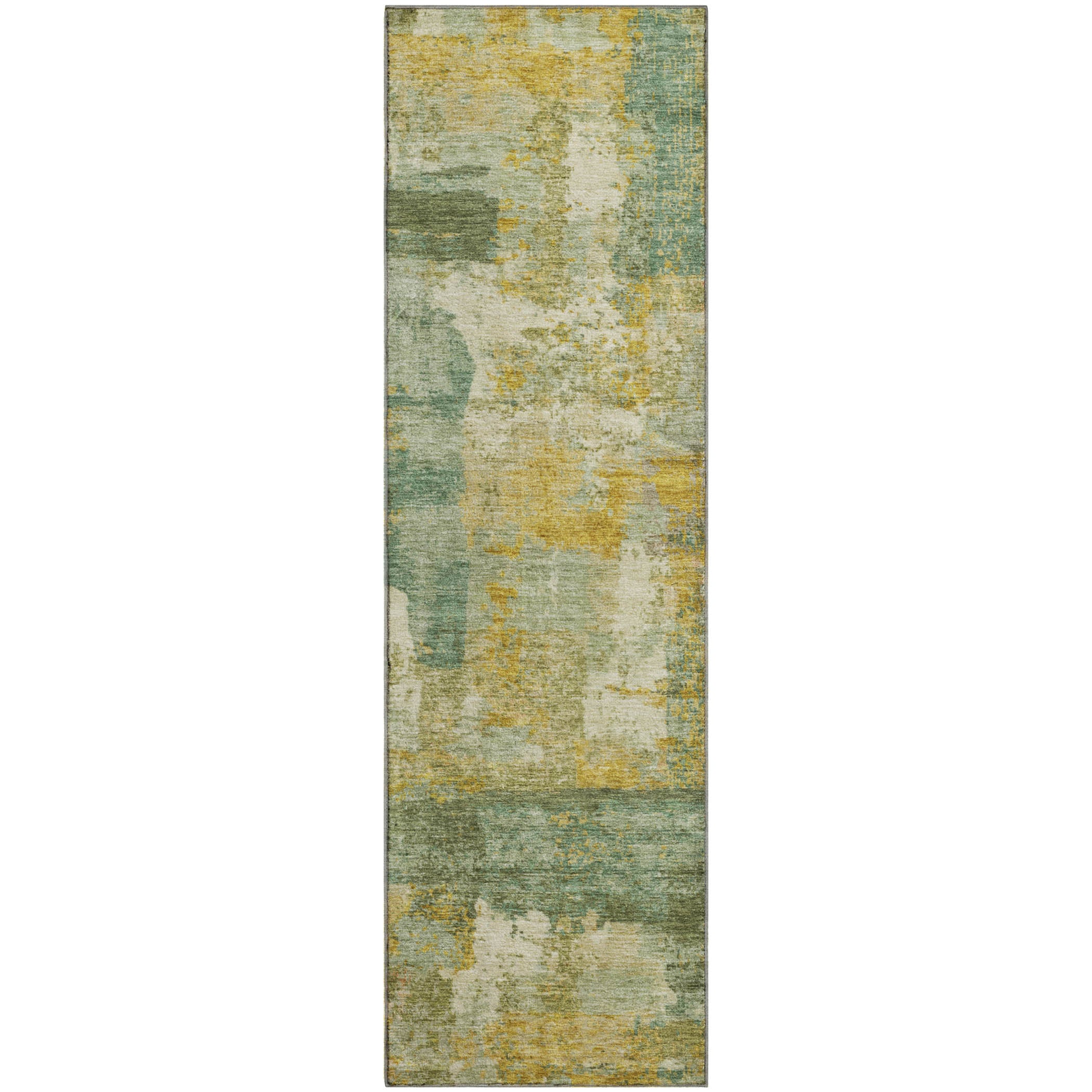 Lucerne Machine Washable Transitional Green Rug 2'3" x 7'6" #shape_Runner