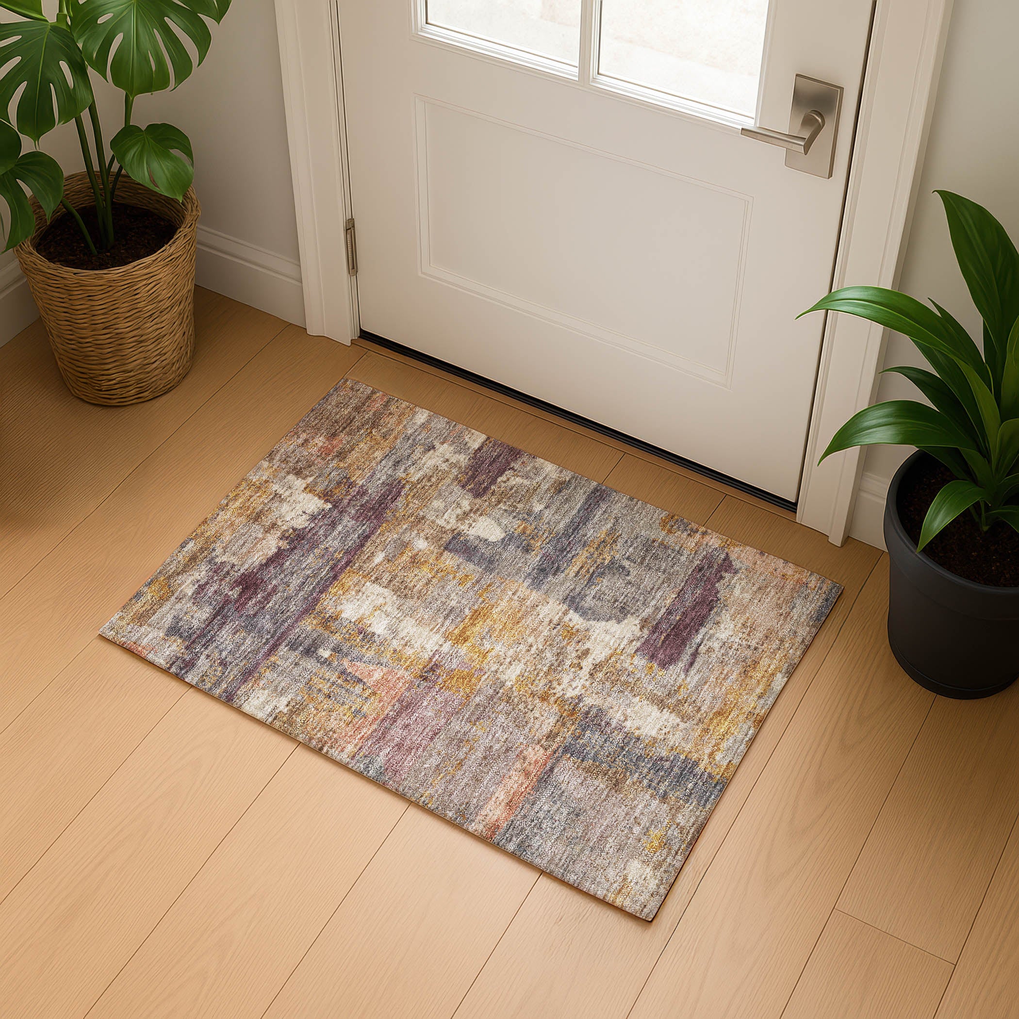 Lucerne Machine Washable Transitional Rust Orange Rug 1'8" x 2'6" #shape_Rectangle