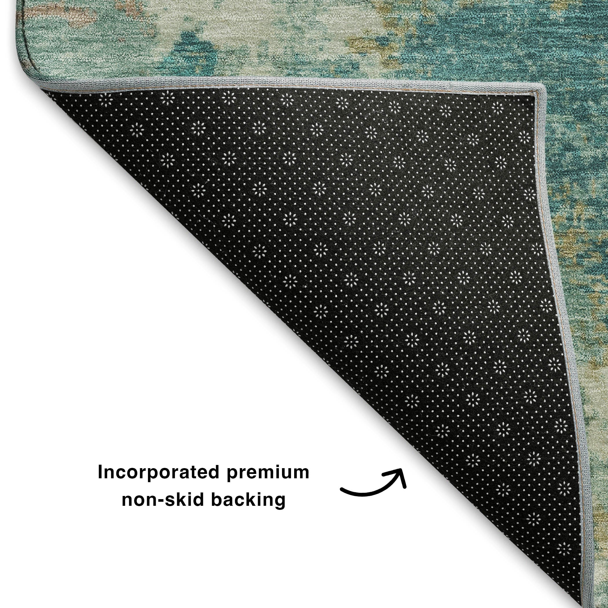 Lucerne Machine Washable Transitional Teal Rug 1'8" x 2'6" #shape_Rectangle