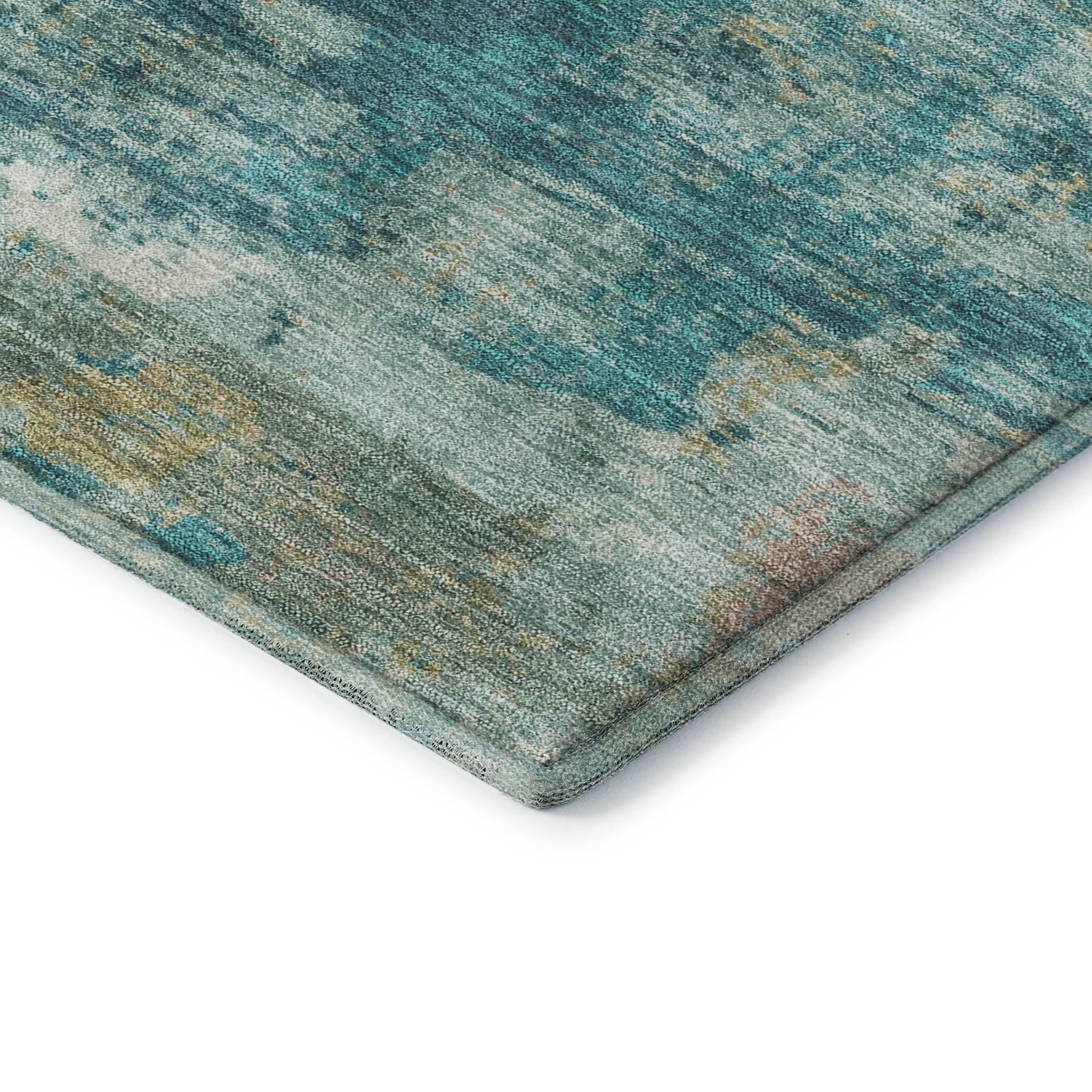 Lucerne Machine Washable Transitional Teal Rug 1'8" x 2'6" #shape_Rectangle