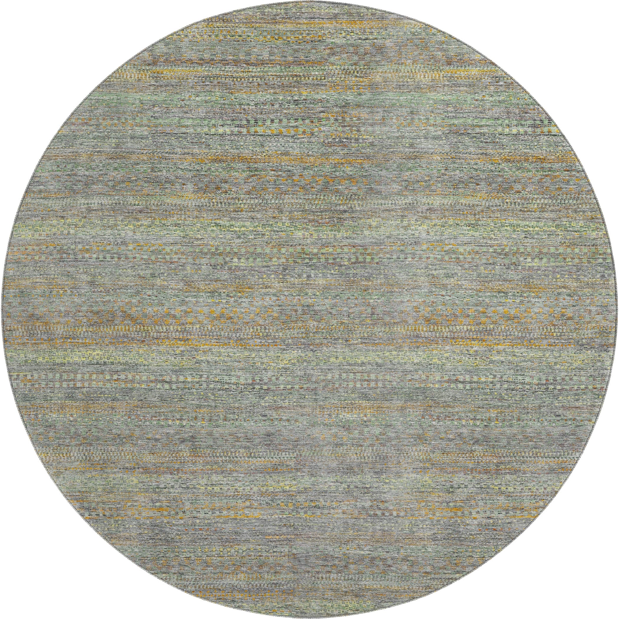 Santorini Machine Washable Transitional Gray Rug 8' x 8' #shape_Round
