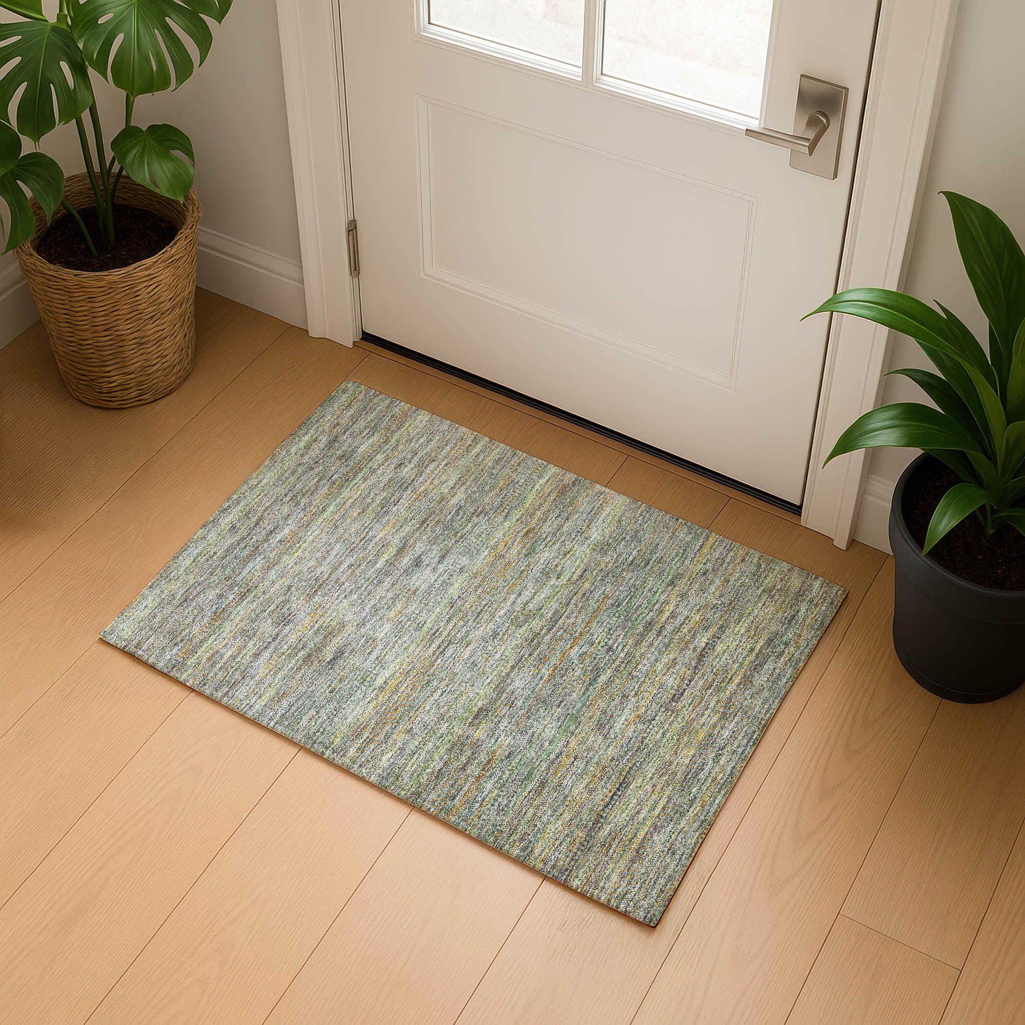 Santorini Machine Washable Transitional Gray Rug 1'8" x 2'6" #shape_Rectangle