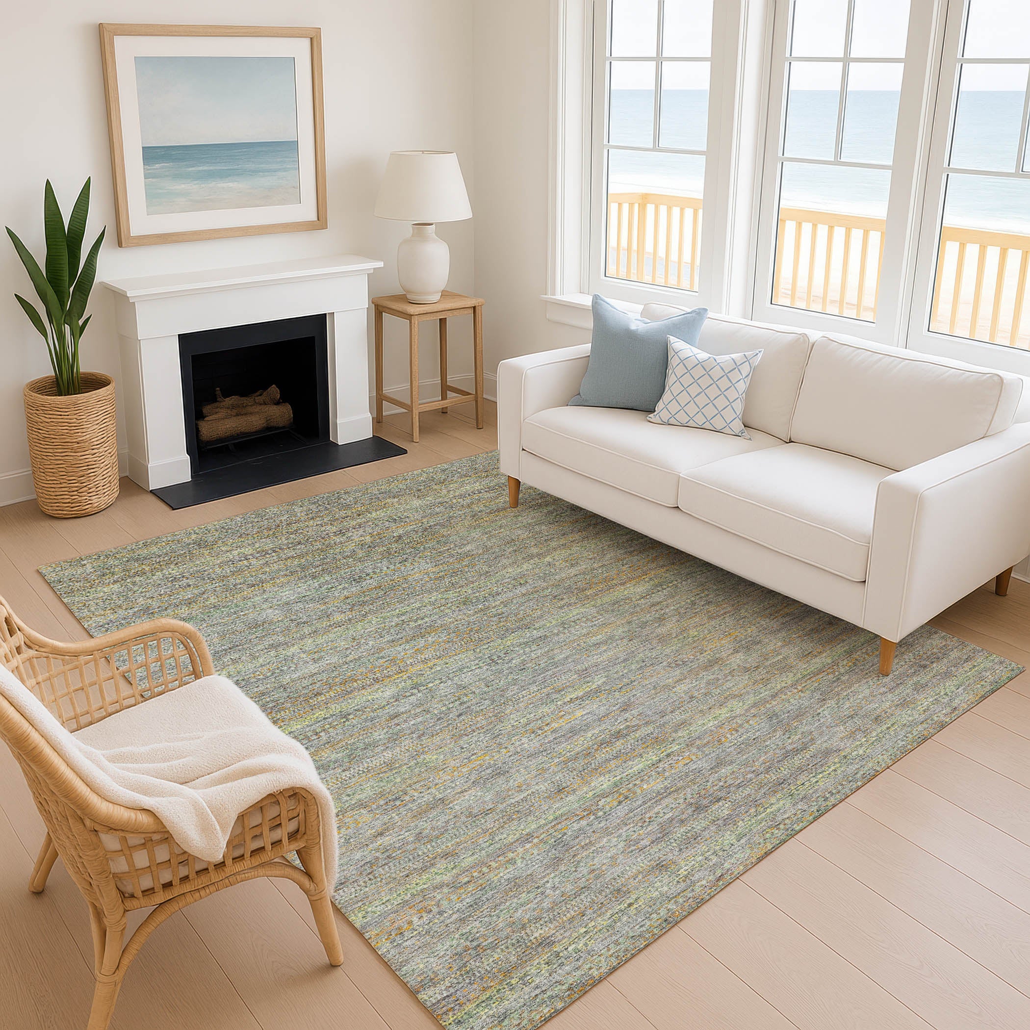 Santorini Machine Washable Transitional Gray Rug 2'6" x 3'10" #shape_Rectangle