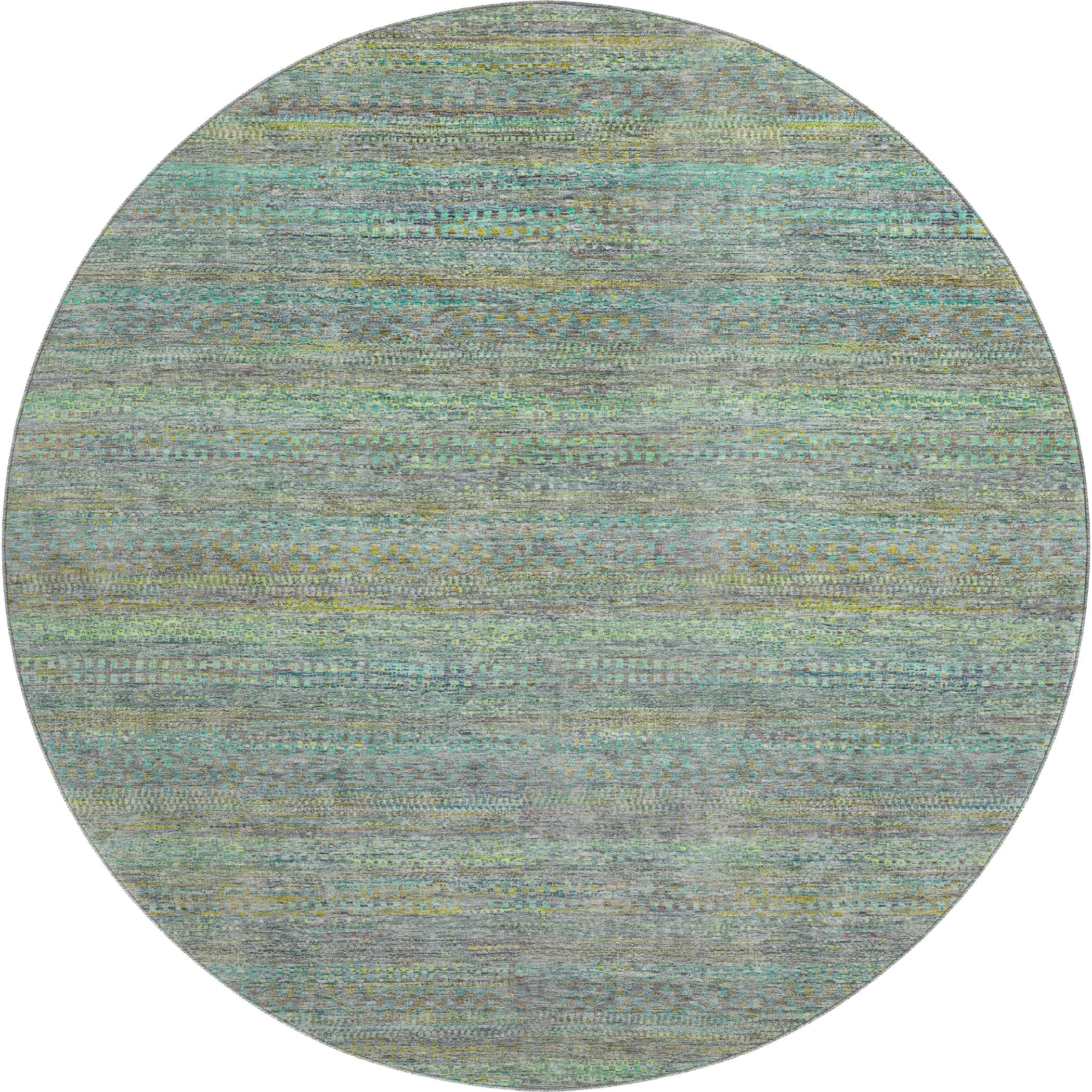 Santorini Machine Washable Transitional Pewter Gray Rug 8' x 8' #shape_Round