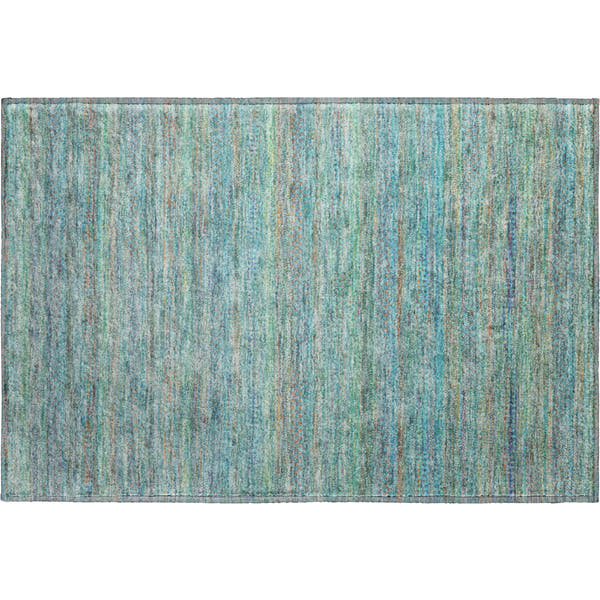 Santorini Machine Washable Transitional Teal Rug 1'8" x 2'6"