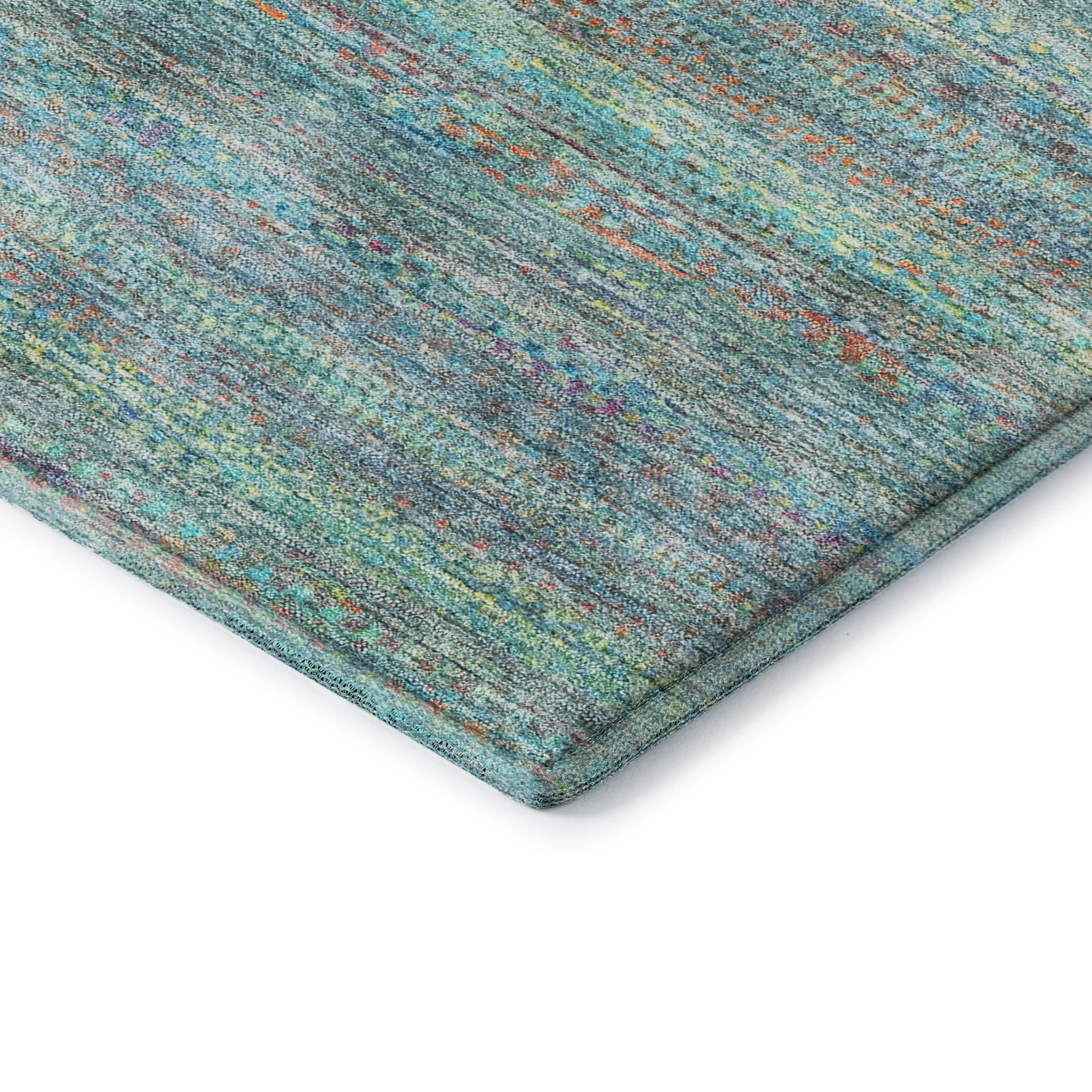 Santorini Machine Washable Transitional Teal Rug 1'8" x 2'6" #shape_Rectangle
