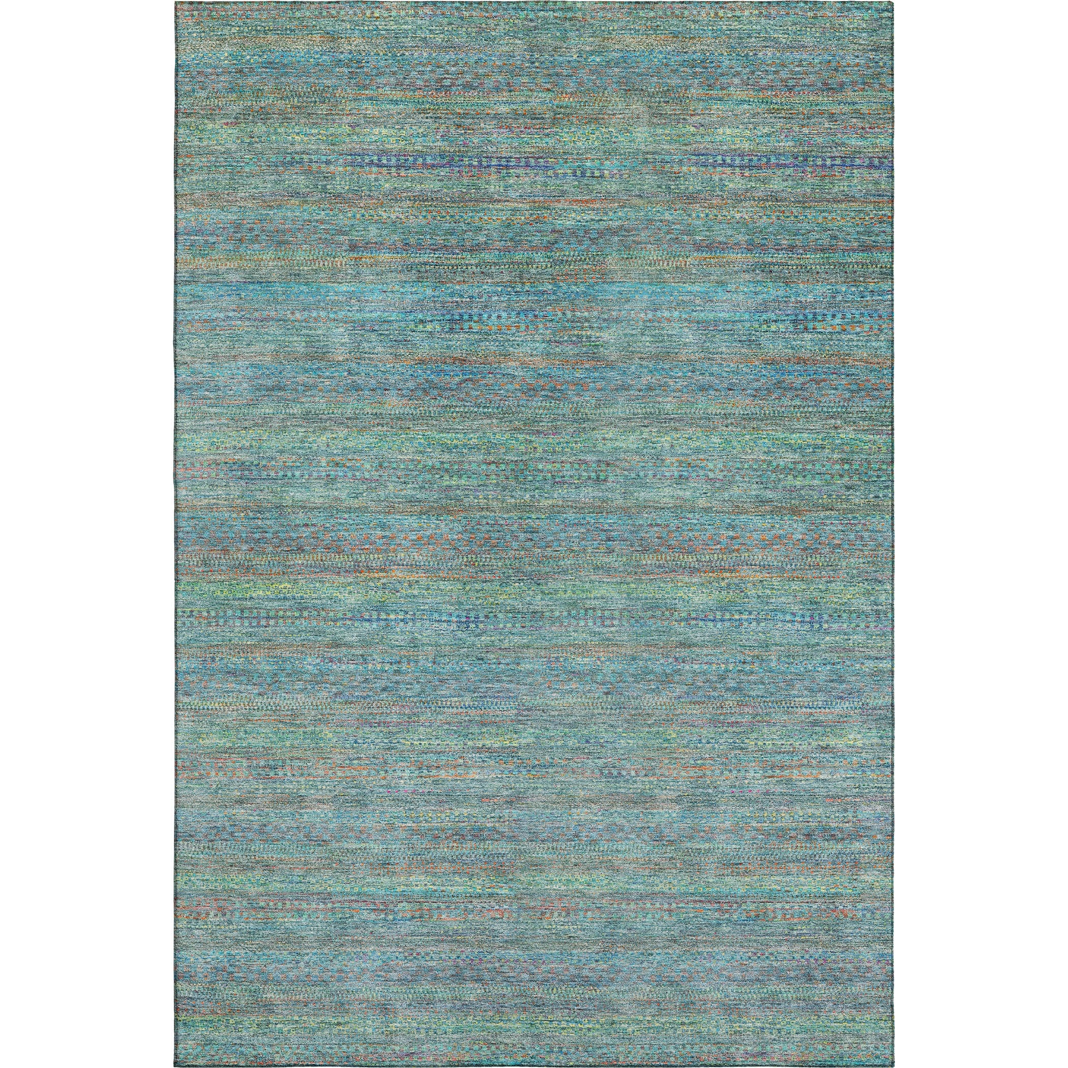 Santorini Machine Washable Transitional Teal Rug 2'6" x 3'10" #shape_Rectangle