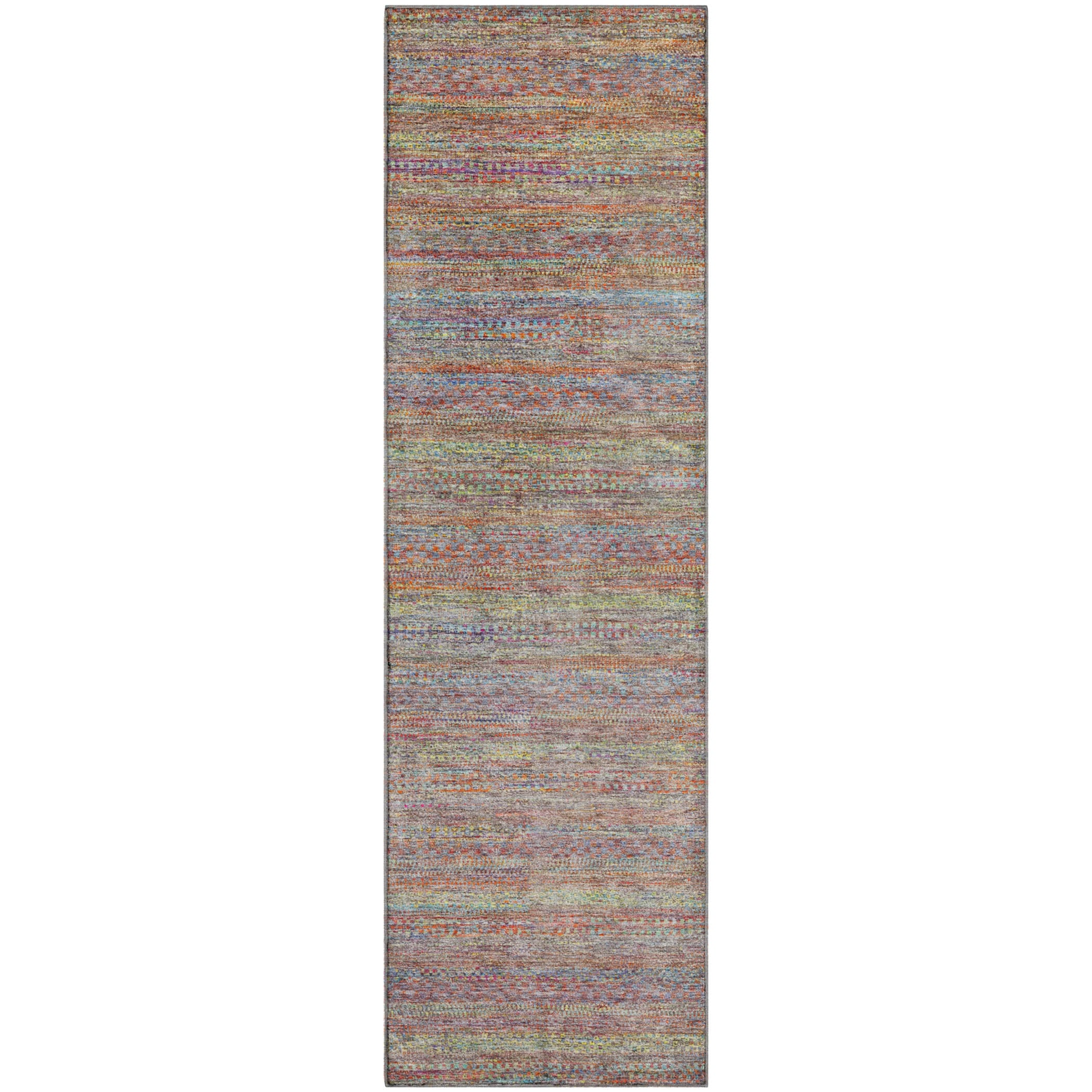 Santorini Machine Washable Transitional Terracotta Orange Rug 2'3" x 7'6" #shape_Runner