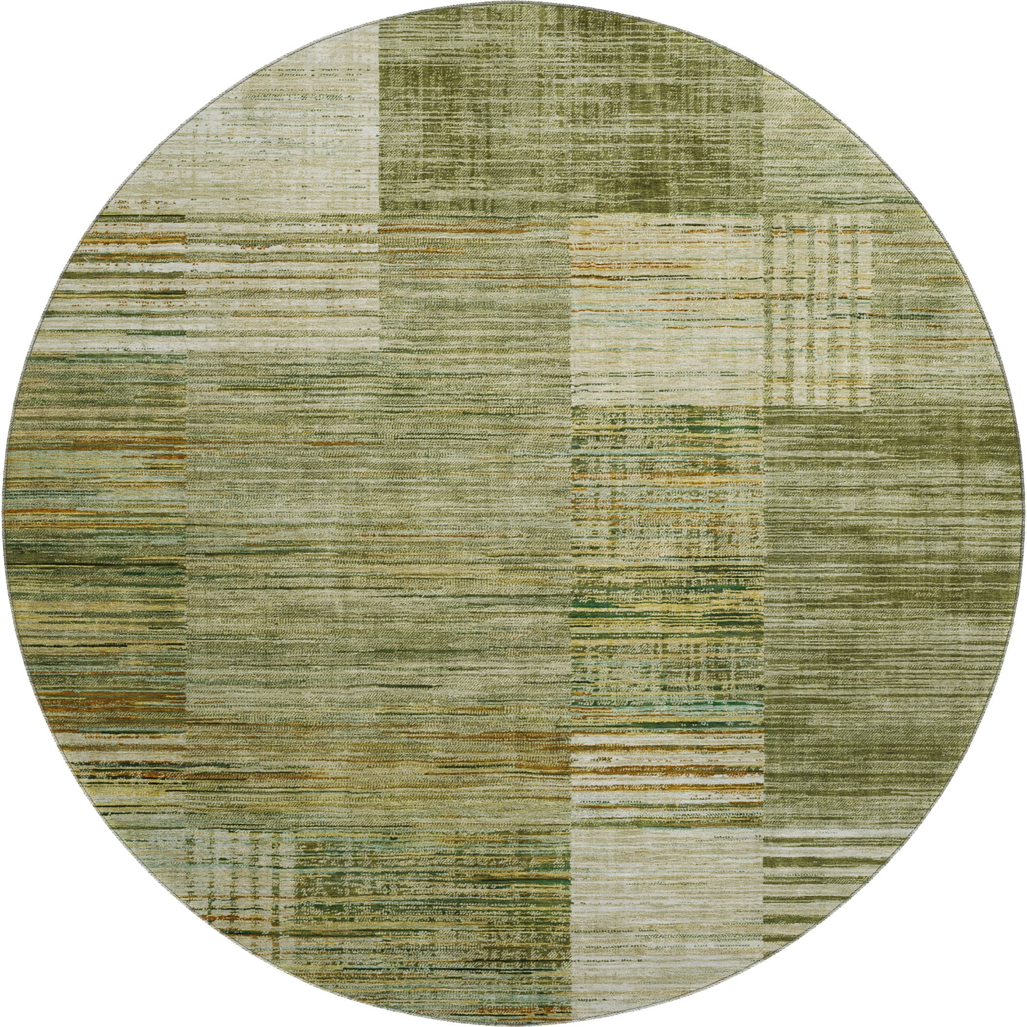 Porto Machine Washable Transitional Aloe Green Rug 8' x 8' #shape_Round