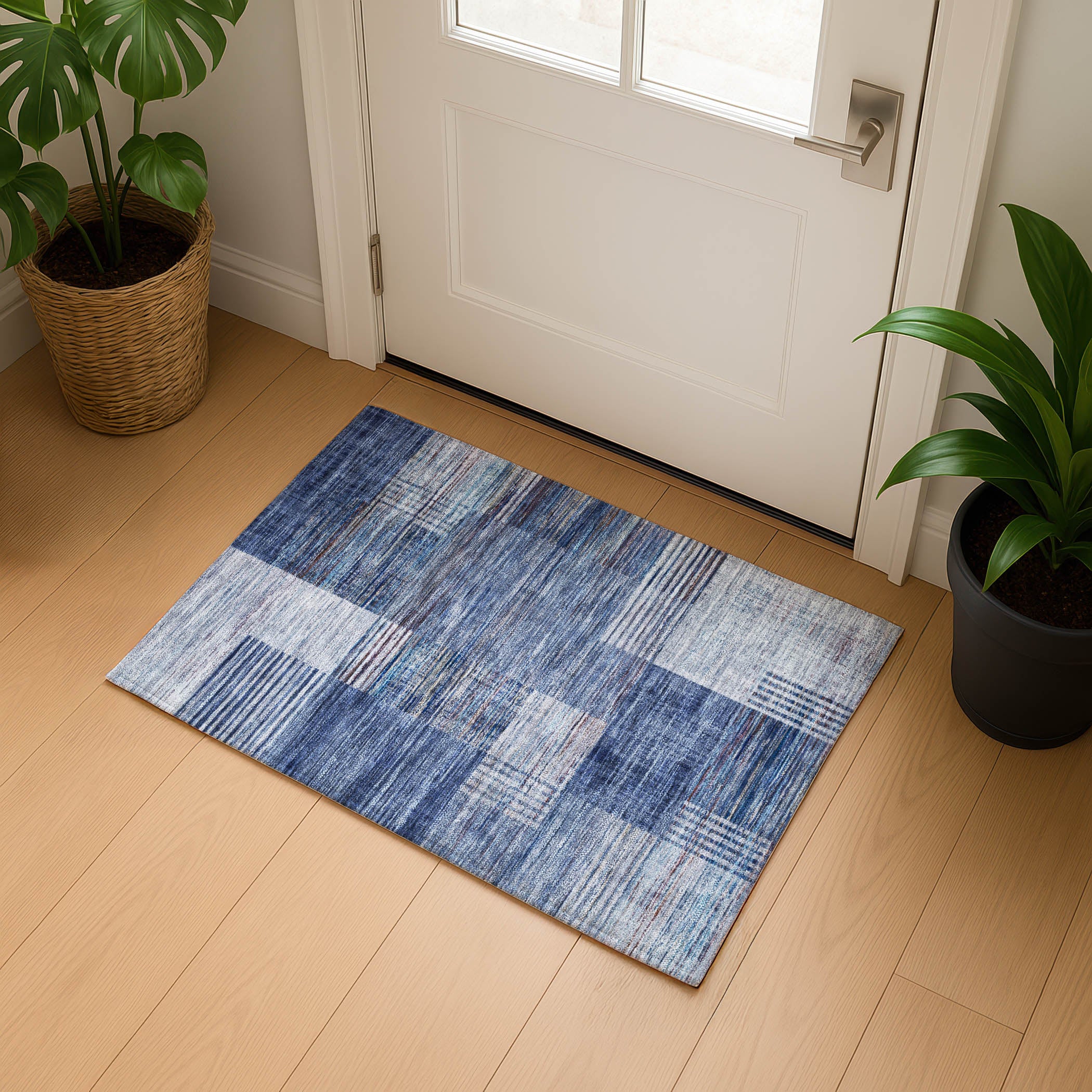 Porto Machine Washable Transitional Blue Rug 1'8" x 2'6" #shape_Rectangle
