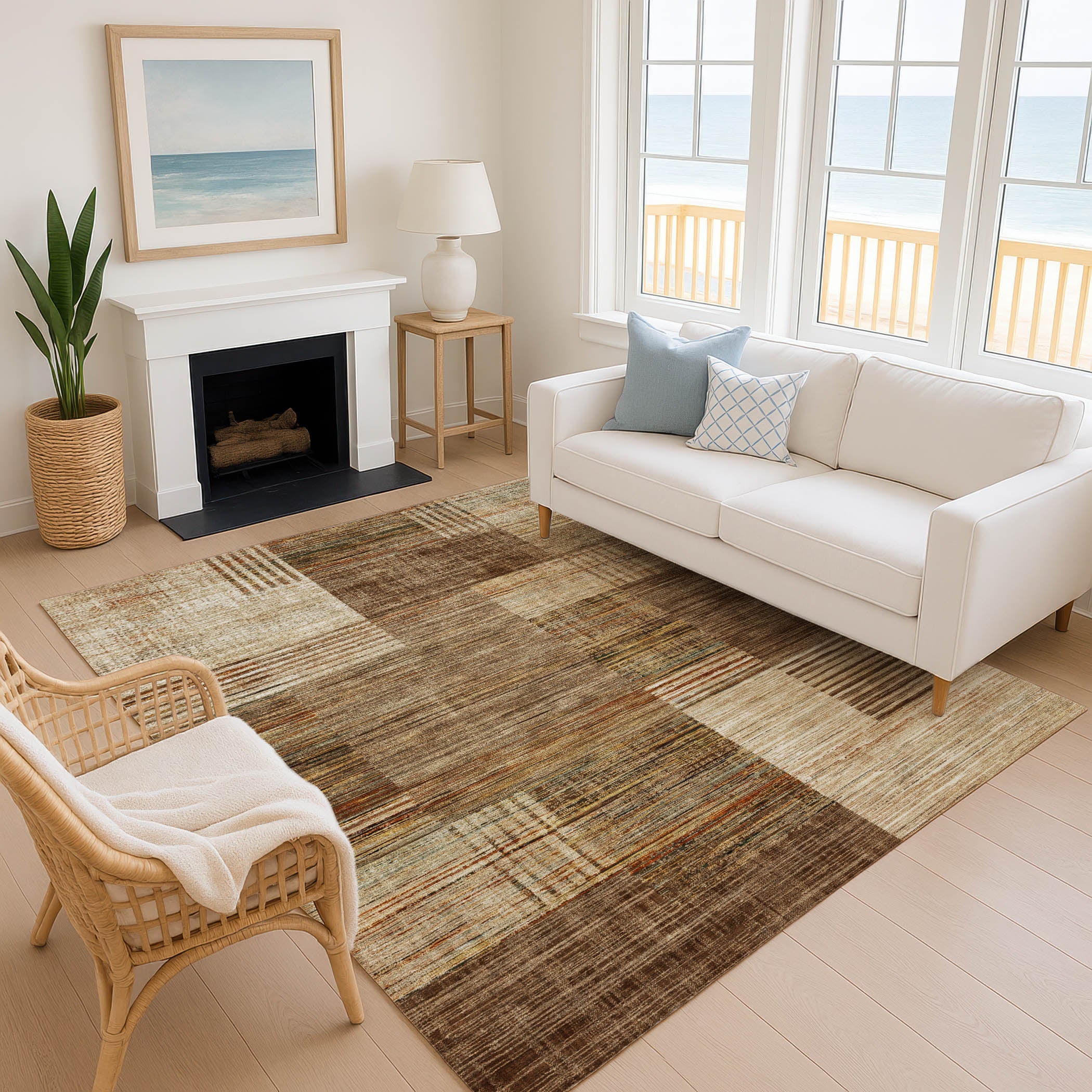 Porto Machine Washable Transitional Brown Rug 2'6" x 3'10" #shape_Rectangle