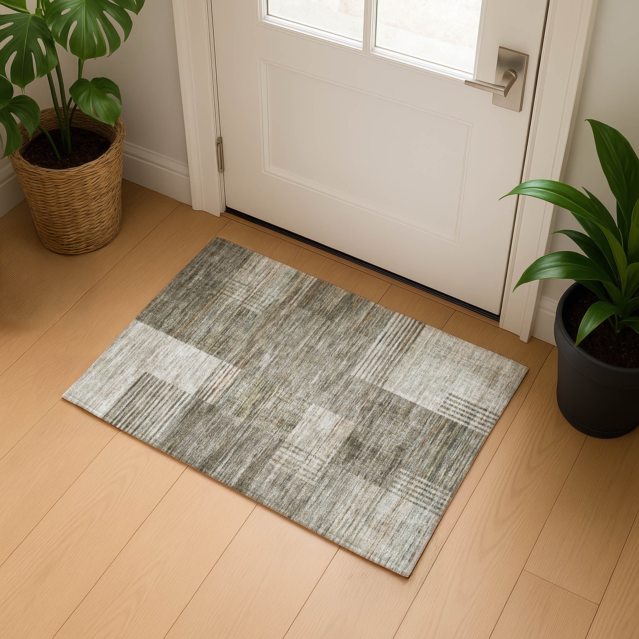 Porto Machine Washable Transitional Pewter Gray Rug 1'8" x 2'6" #shape_Rectangle