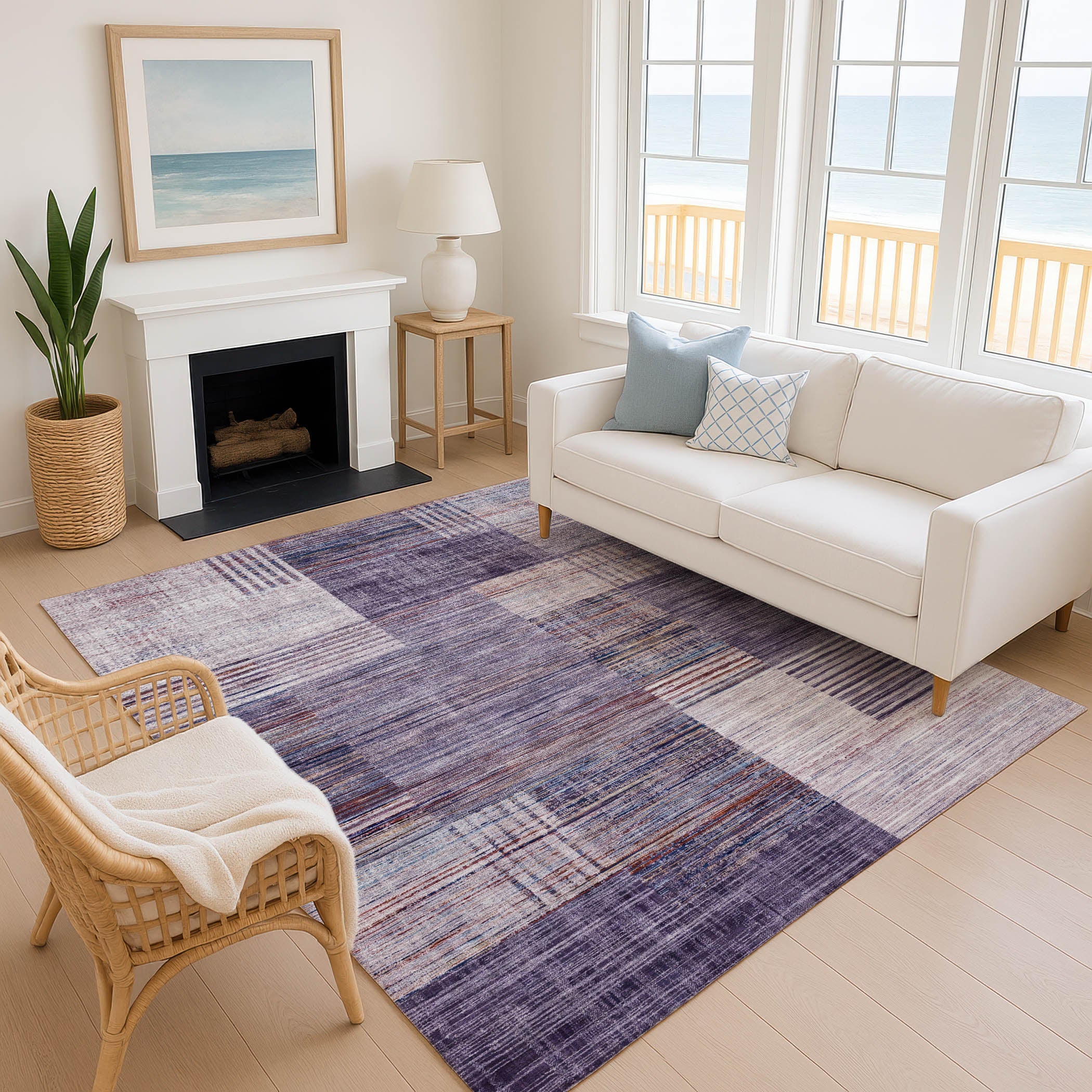 Porto Machine Washable Transitional Plum Purple Rug 2'6" x 3'10" #shape_Rectangle