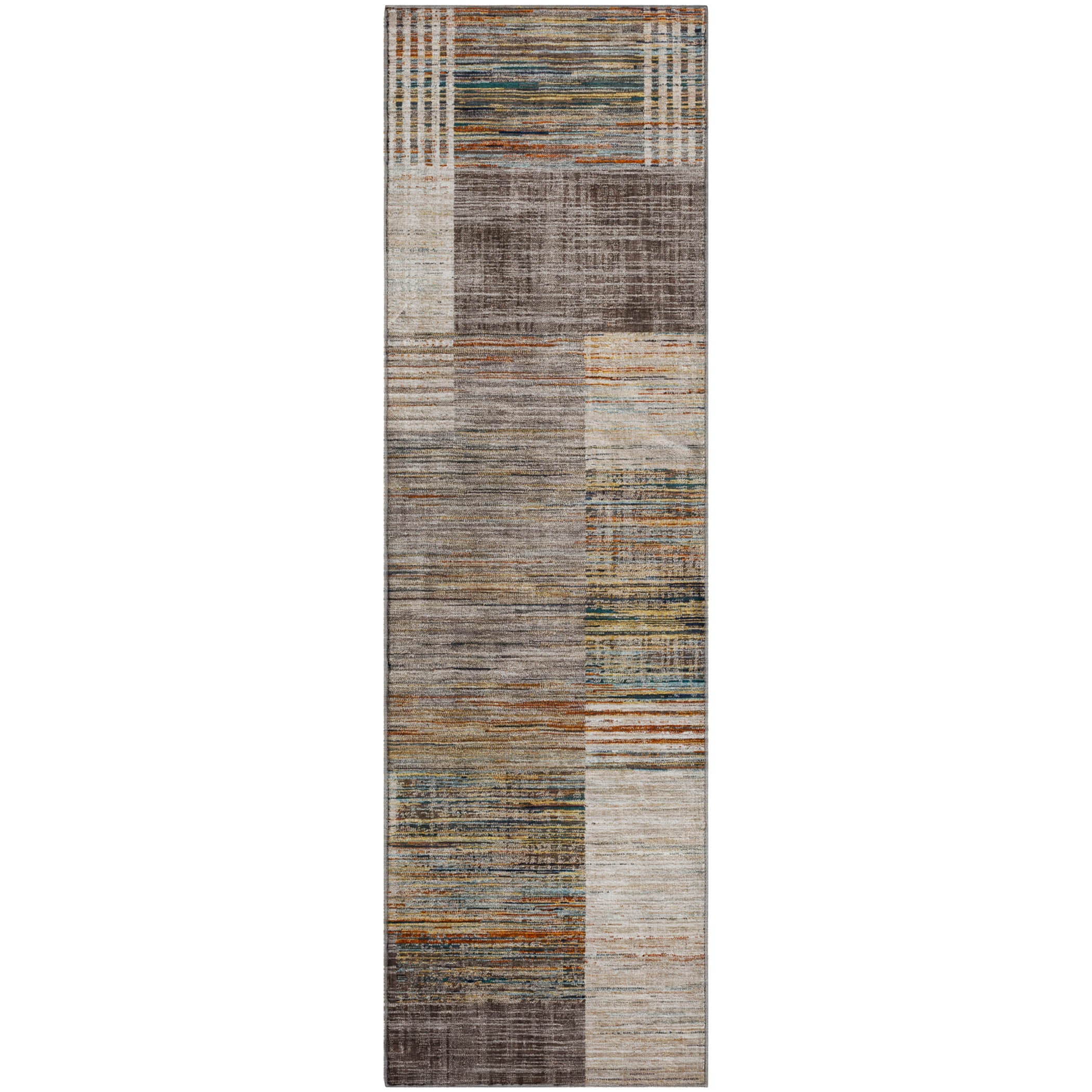 Porto Machine Washable Transitional Taupe Brown Rug 2'3" x 7'6" #shape_Runner