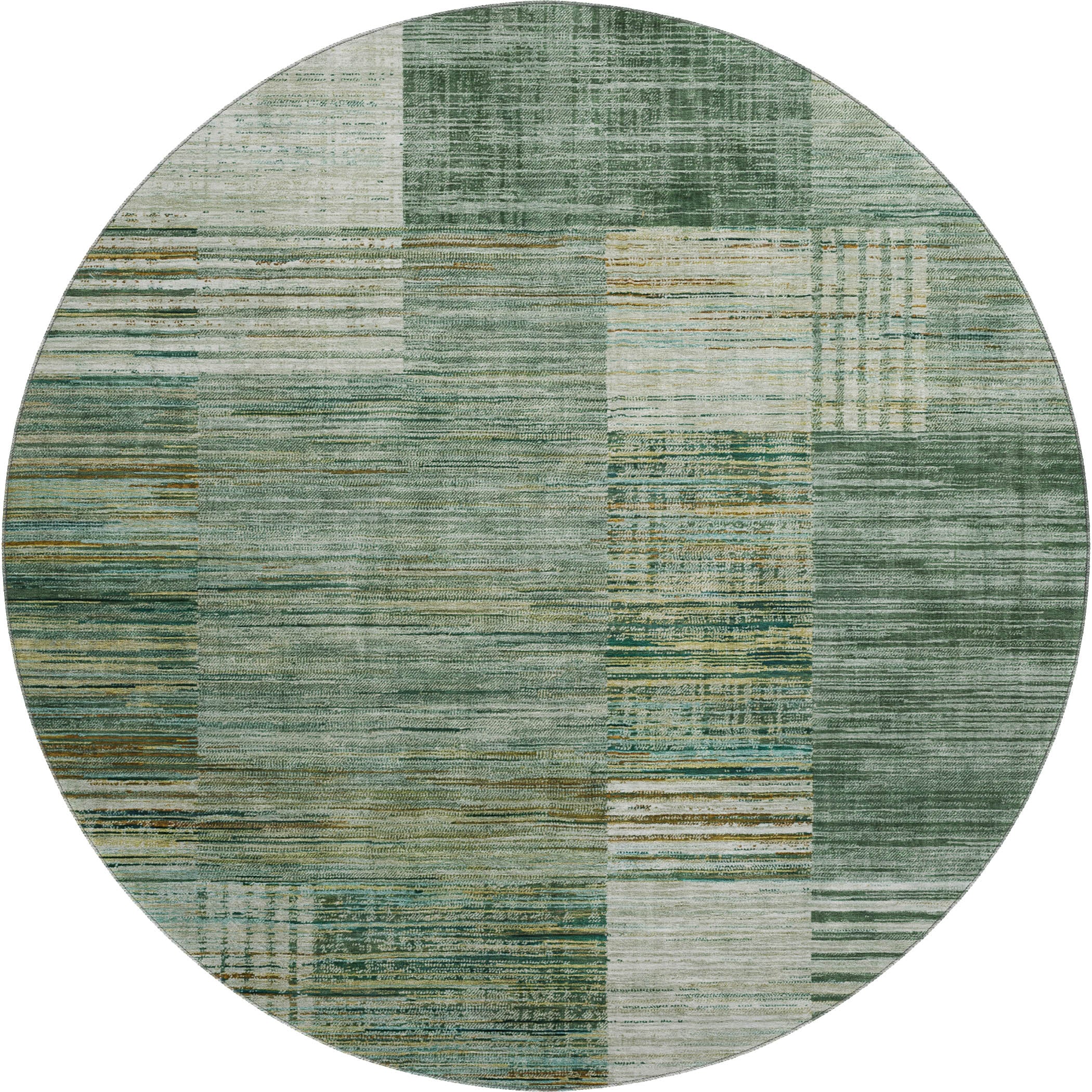 Porto Machine Washable Transitional Teal Rug 8' x 8' #shape_Round