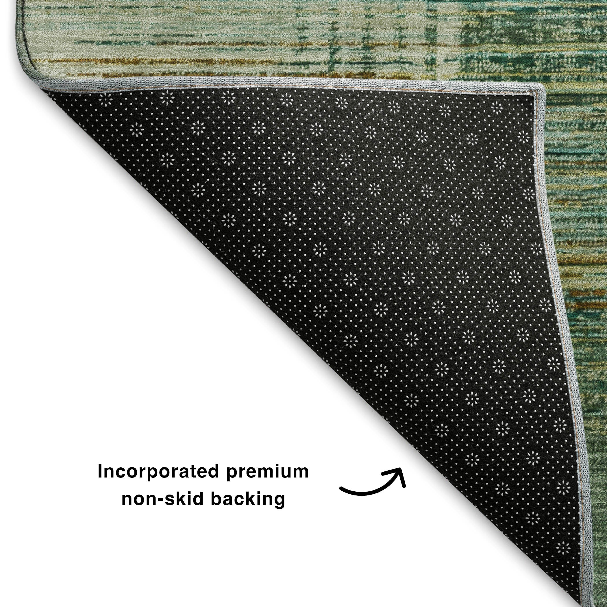 Porto Machine Washable Transitional Teal Rug 1'8" x 2'6" #shape_Rectangle