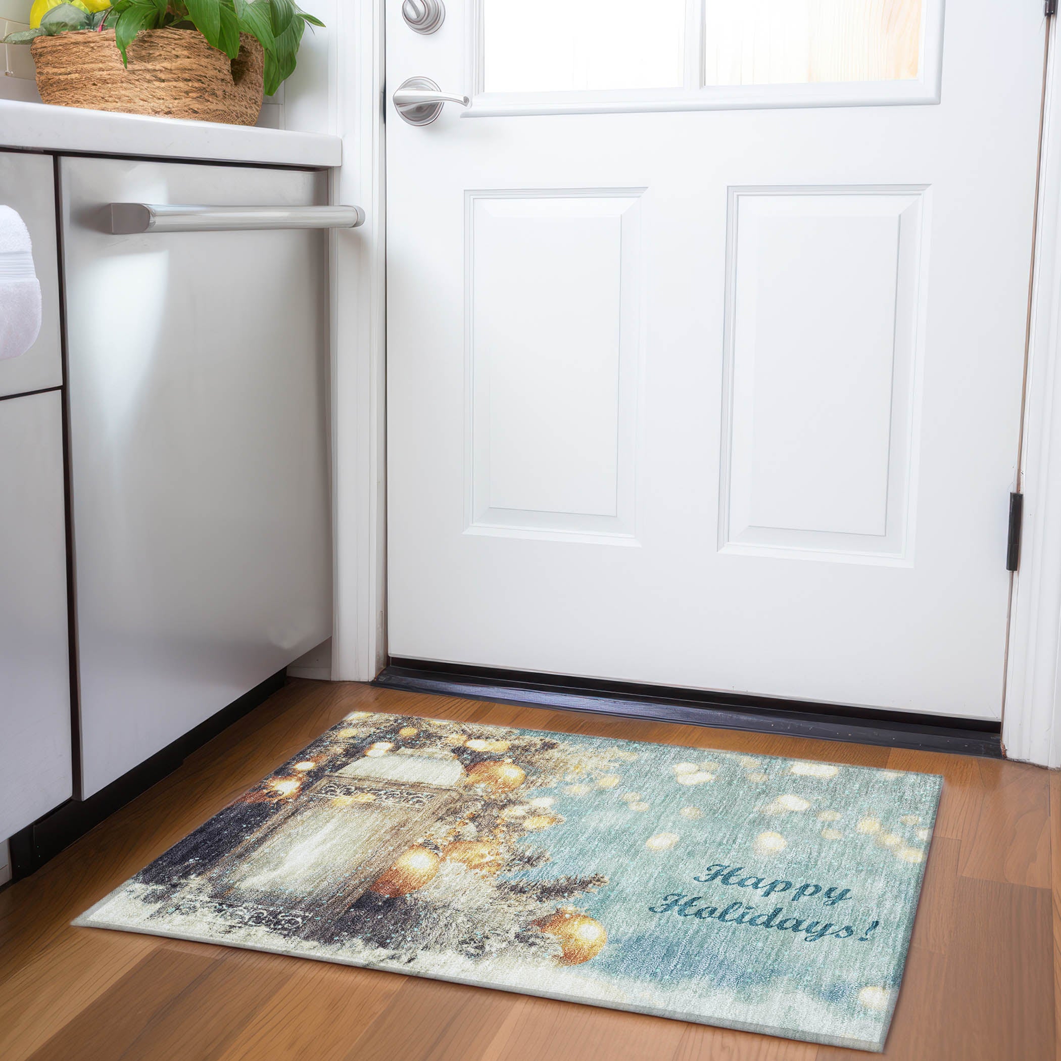 Rome Machine Washable Holiday Blue Rug 1'8" x 2'6" #shape_Rectangle