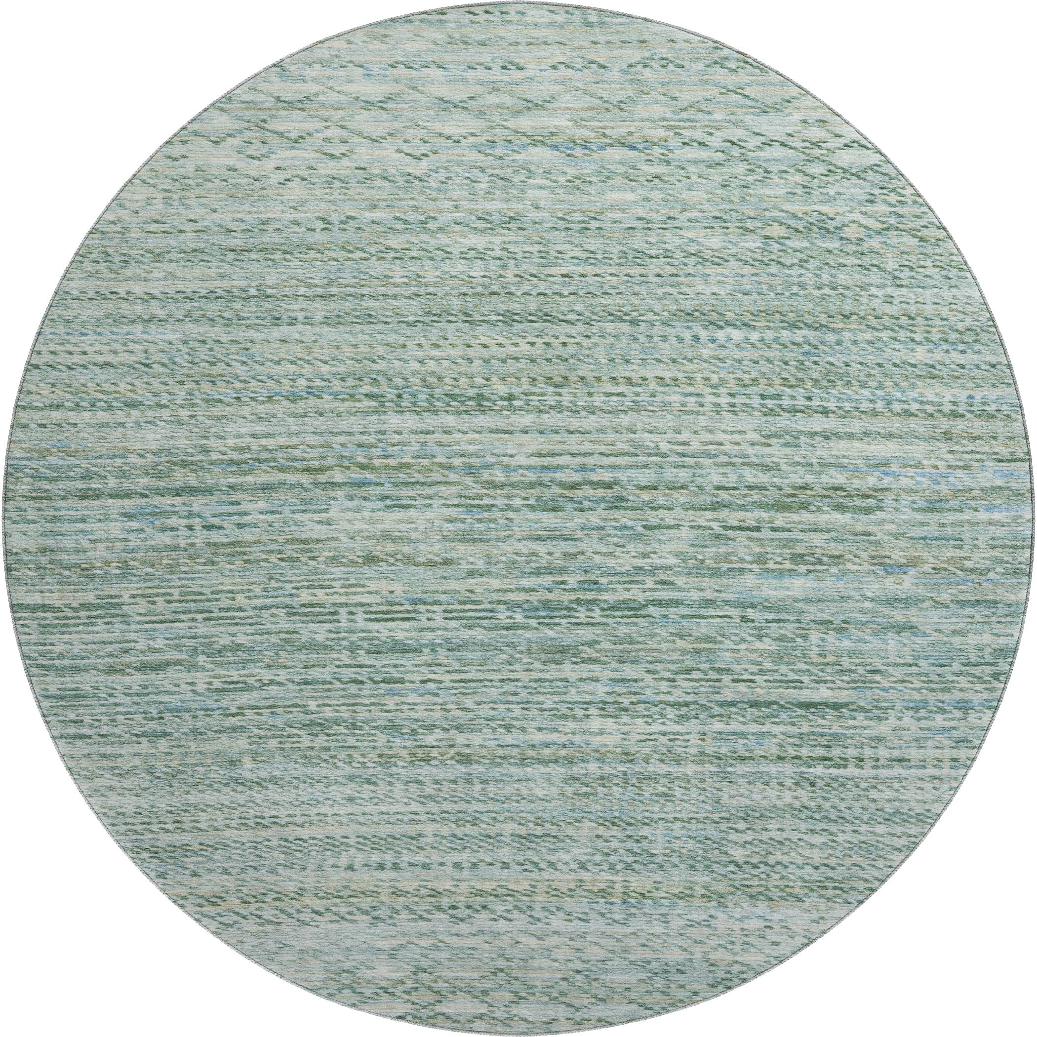Sintra Machine Washable Transitional Aqua Teal Rug 8' x 8' #shape_Round